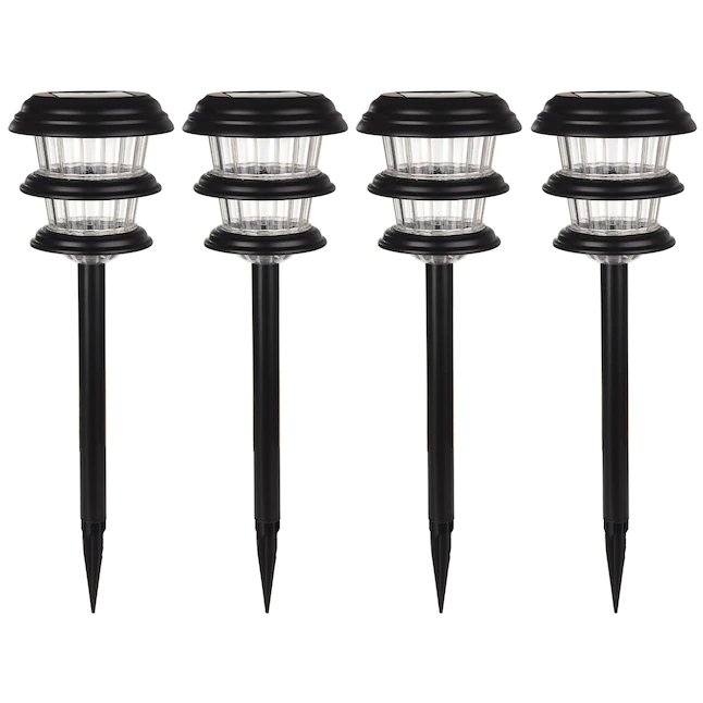 Portfolio  4-Pack 10-Lumen Black Solar Integrated LED Outdoor Path Light Kit (3500 K)
