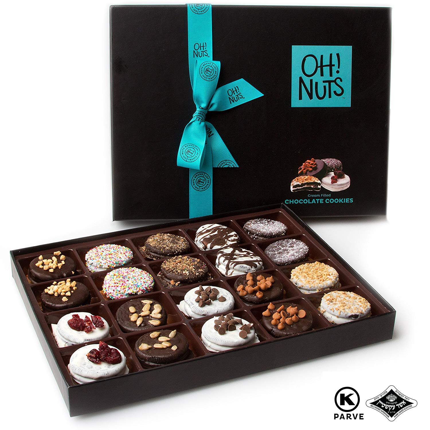 Oh! Nuts Chocolate Covered Cookie Gift Baskets. 20 Variety Gourmet Assortment