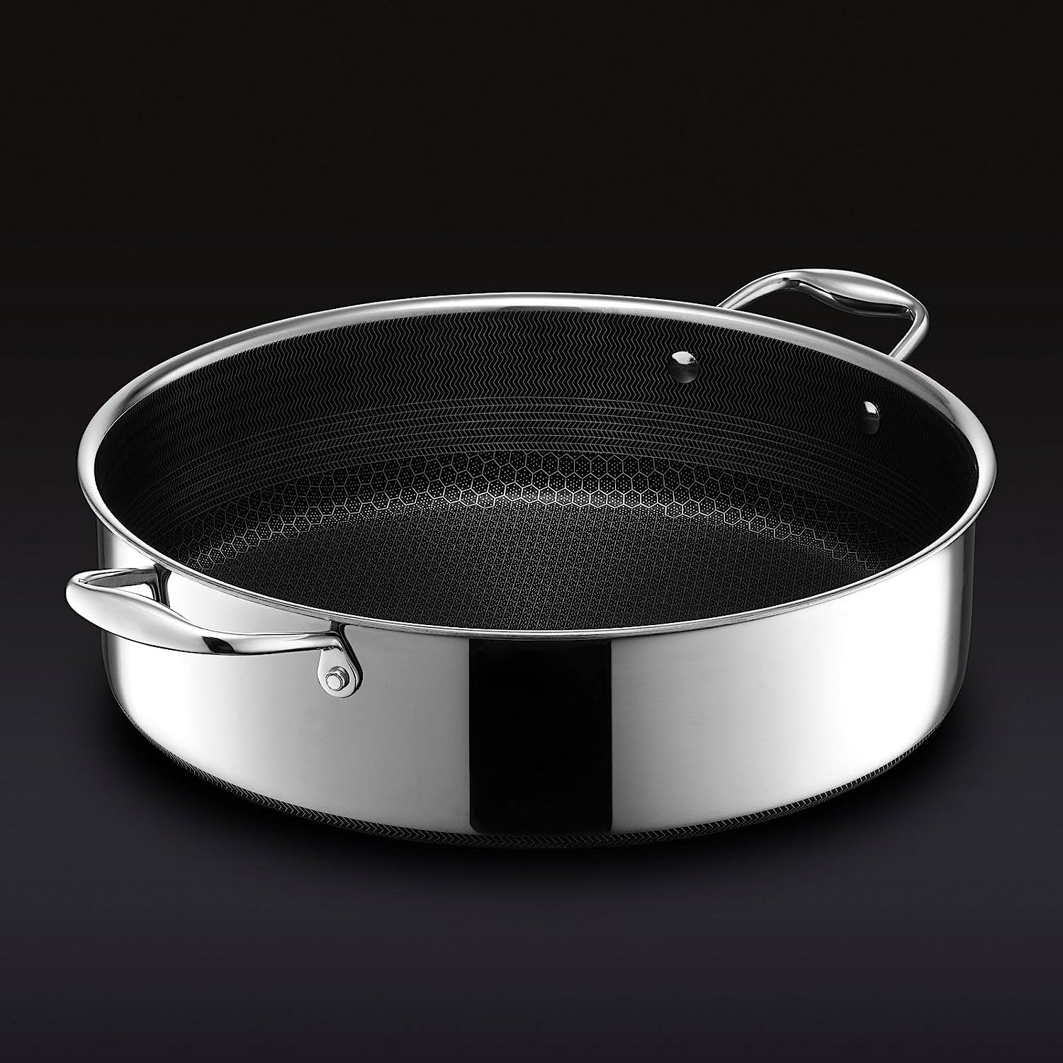 HexClad 7 Quart Hybrid Saute Pan. Nonstick Chicken Fryer. Dishwasher and Oven Friendly. Compatible with All Cooktops