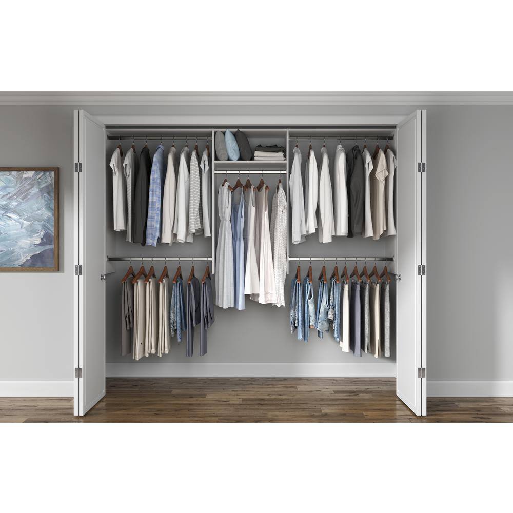 Closet Evolution WH16 Basic Hanging 60 in. W - 96 in. W White Wood Closet System