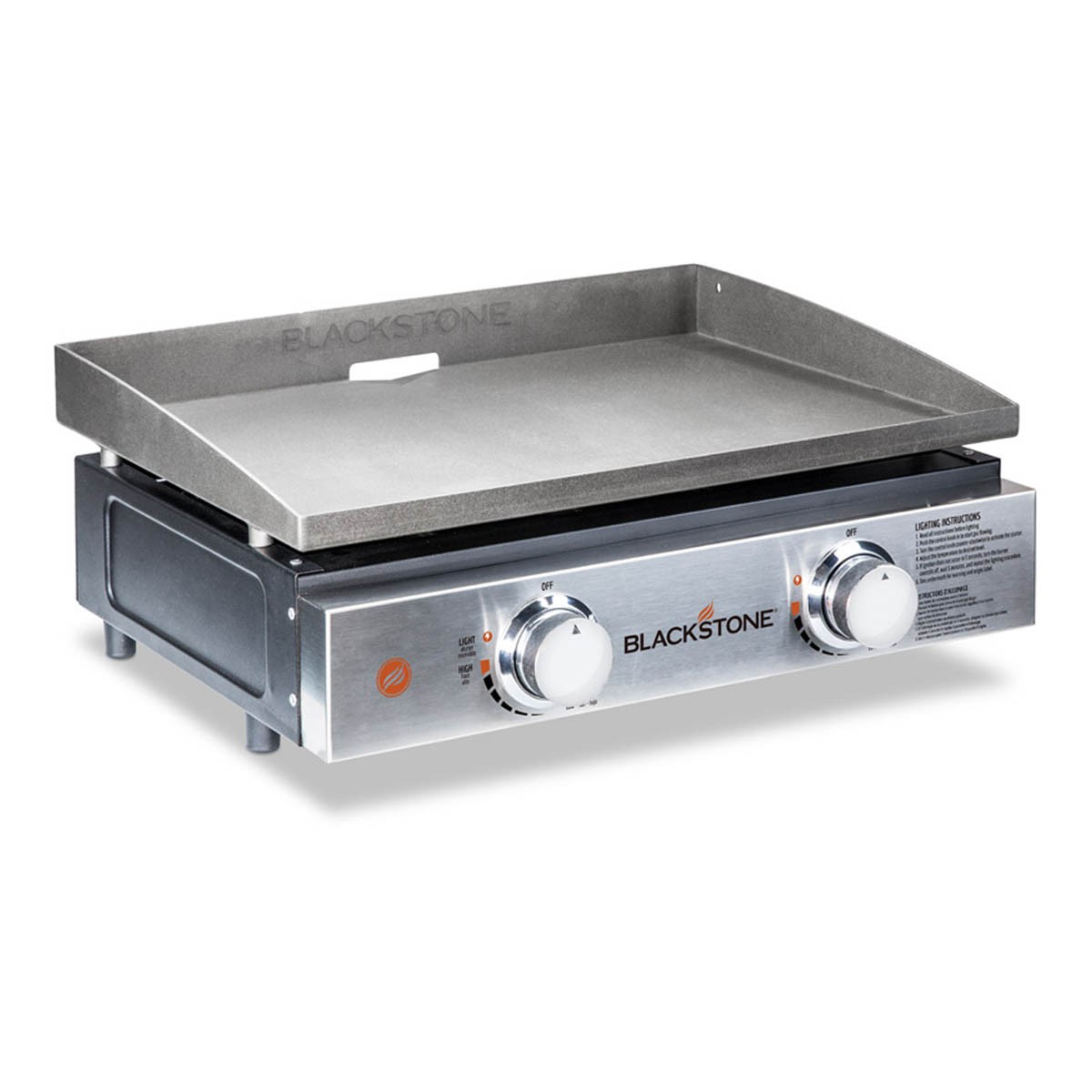 Blackstone 22″ Tabletop Grill without Hood- Propane Fuelled – 22 inch Portable Gas Griddle with 2 Burners - Rear Grease Trap for Kitchen. Outdoor. Camping. Tailgating or Picnicking (1666)