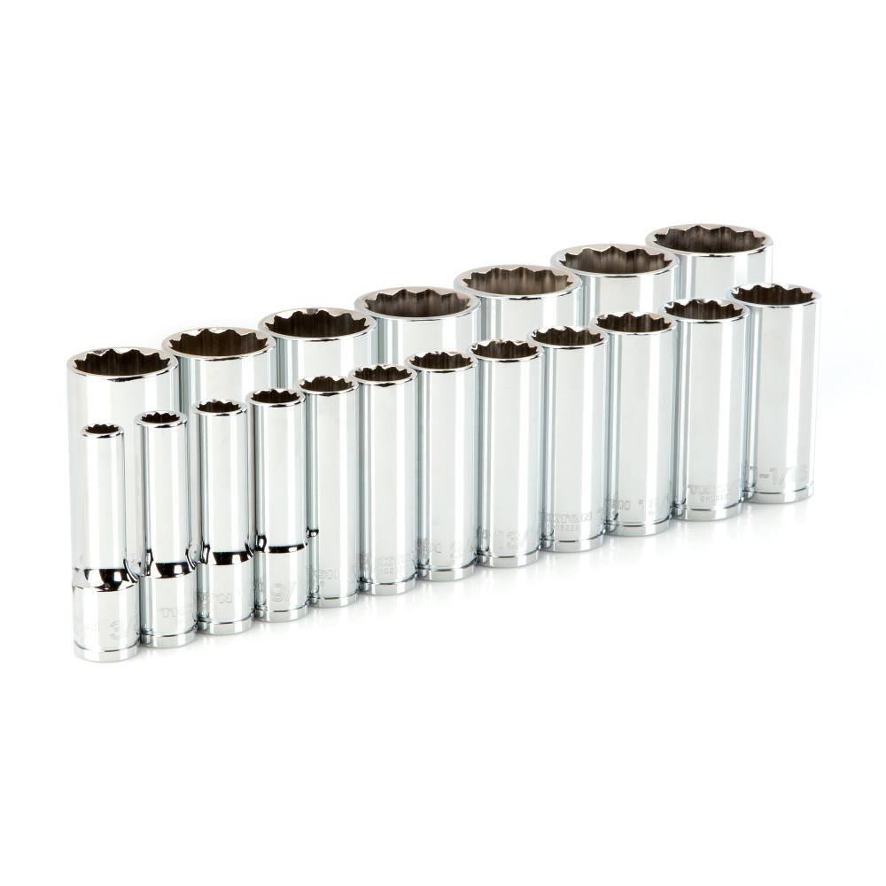TEKTON SHD92015 1/2 in. Drive Deep 12-Point Socket Set 3/8 in. to 1-1/2 in. (19-Piece)