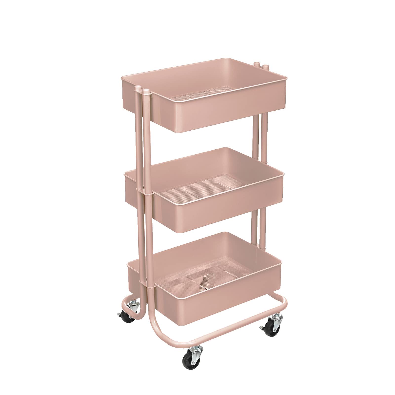 Simply Tidy Lexington 3-Tier Rolling Cart. Rose Gold