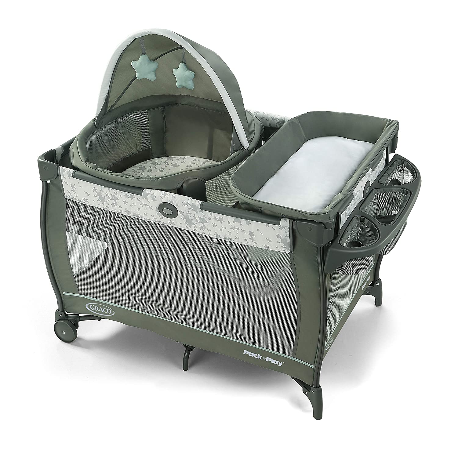 Graco Pack ‘n Play Travel Dome Playard | Includes Travel Bassinet. Full-Size Infant Bassinet. and Diaper Changer. Oskar