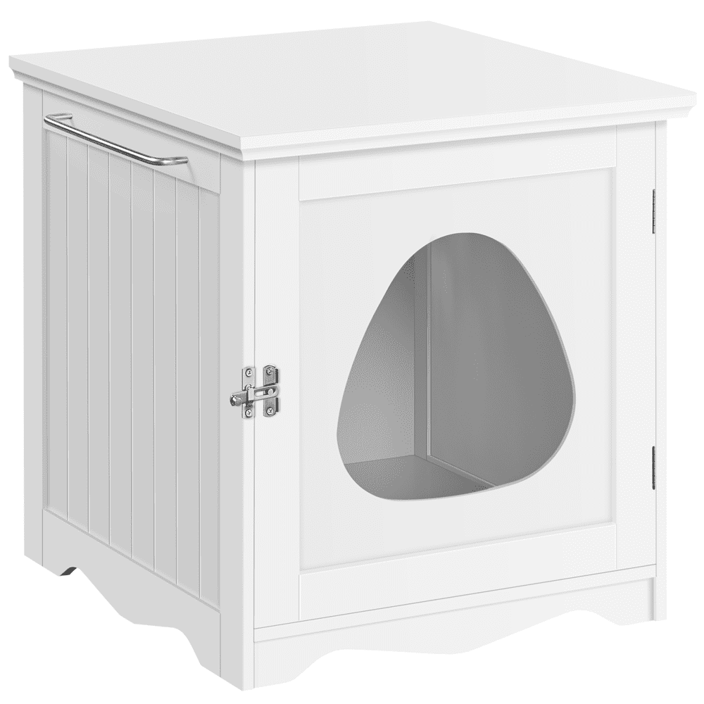 Easyfashion Enclosed Cat Litter Box Furniture. White