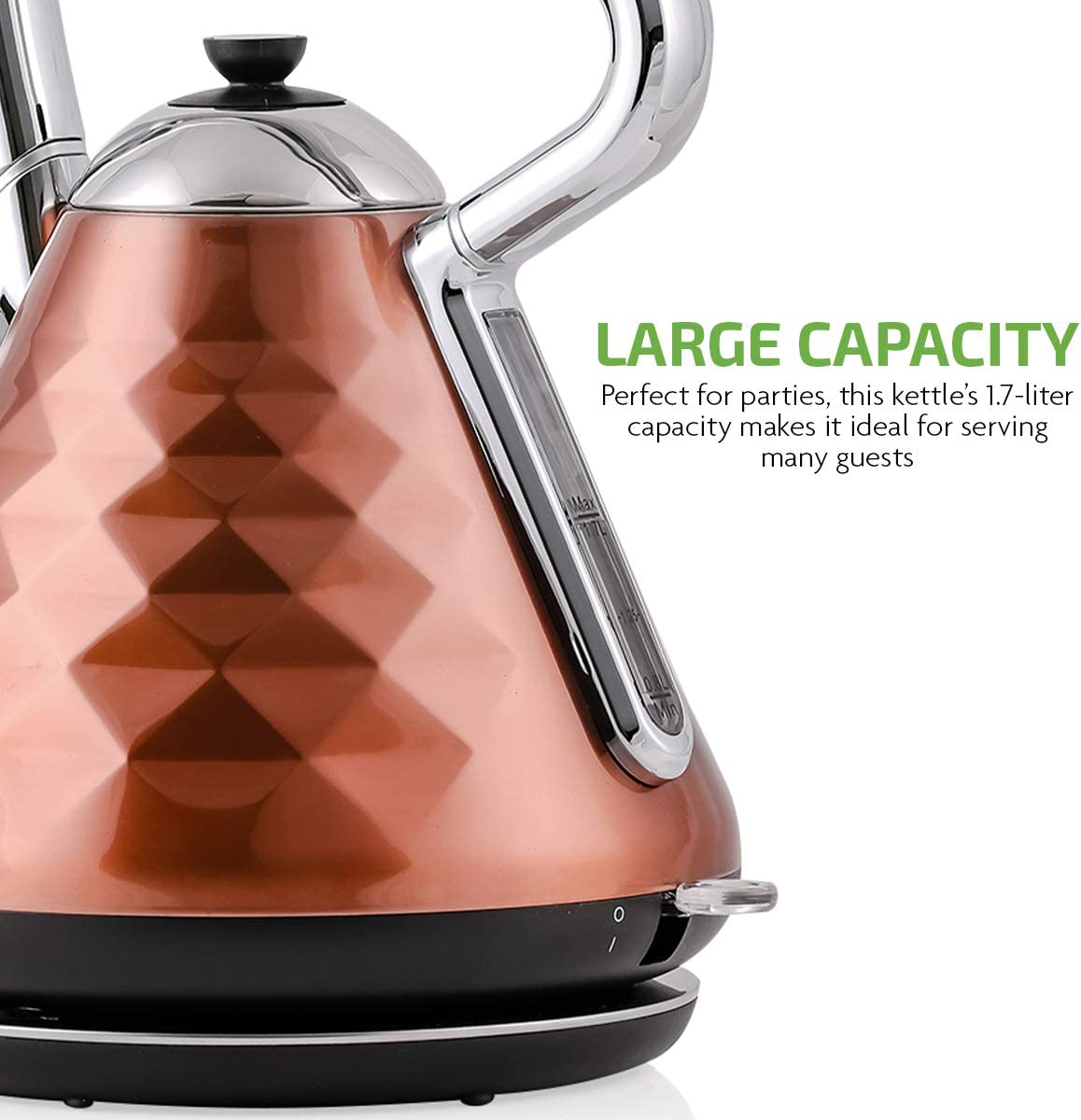OVENTE KS755CO Cleo Collection 7.1-Cup Copper Electric Kettle with Boil-Dry Protection and Auto Shut-Off