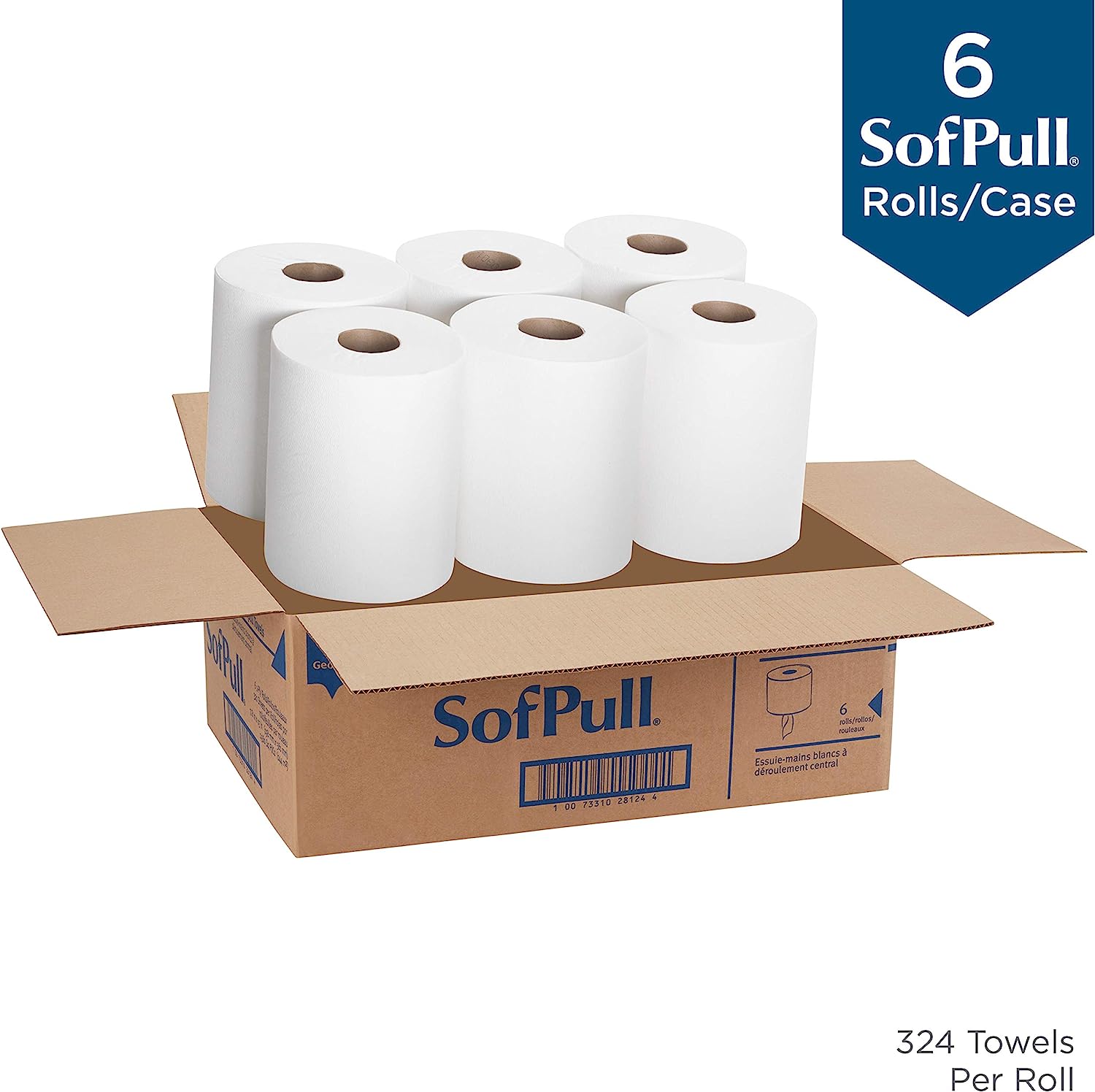 Georgia-Pacific SofPull Regular Centerpull Premium Paper Towel by GP PRO. White. 28124. 324 Sheets Per Roll. 6 Rolls Per Case