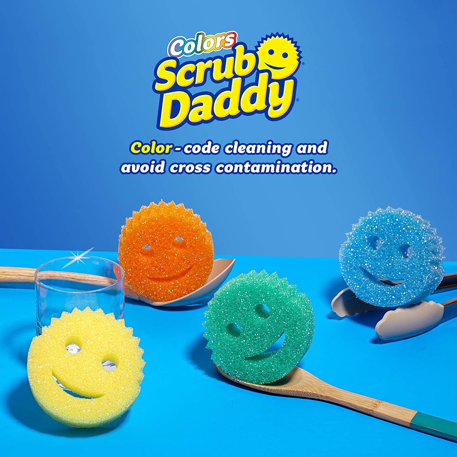 Scrub Daddy Sponge Set - Colors - Scratch-Free Scrubbers for Dishes Home. 4ct
