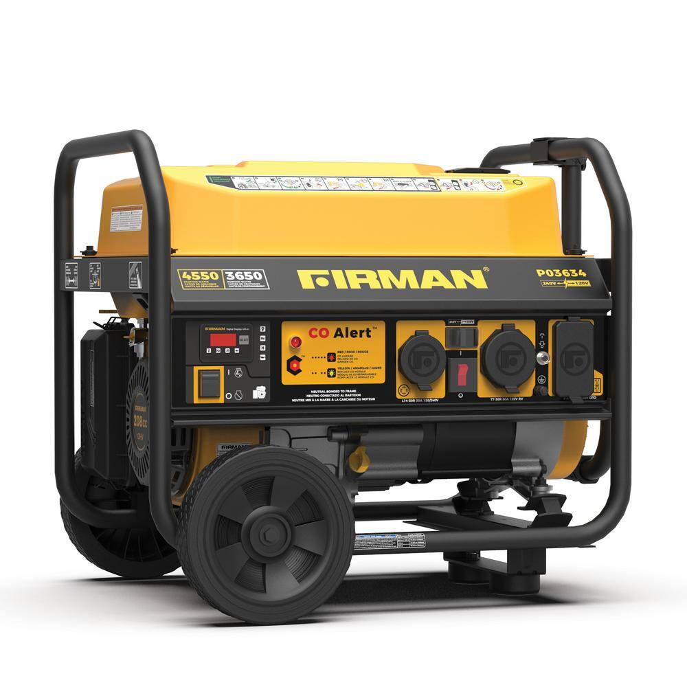 FIRMAN P03634 4.550-Watt/3.650-Watt Gas Recoil Start Portable Generator Powered RV Ready with CO Alert Technology