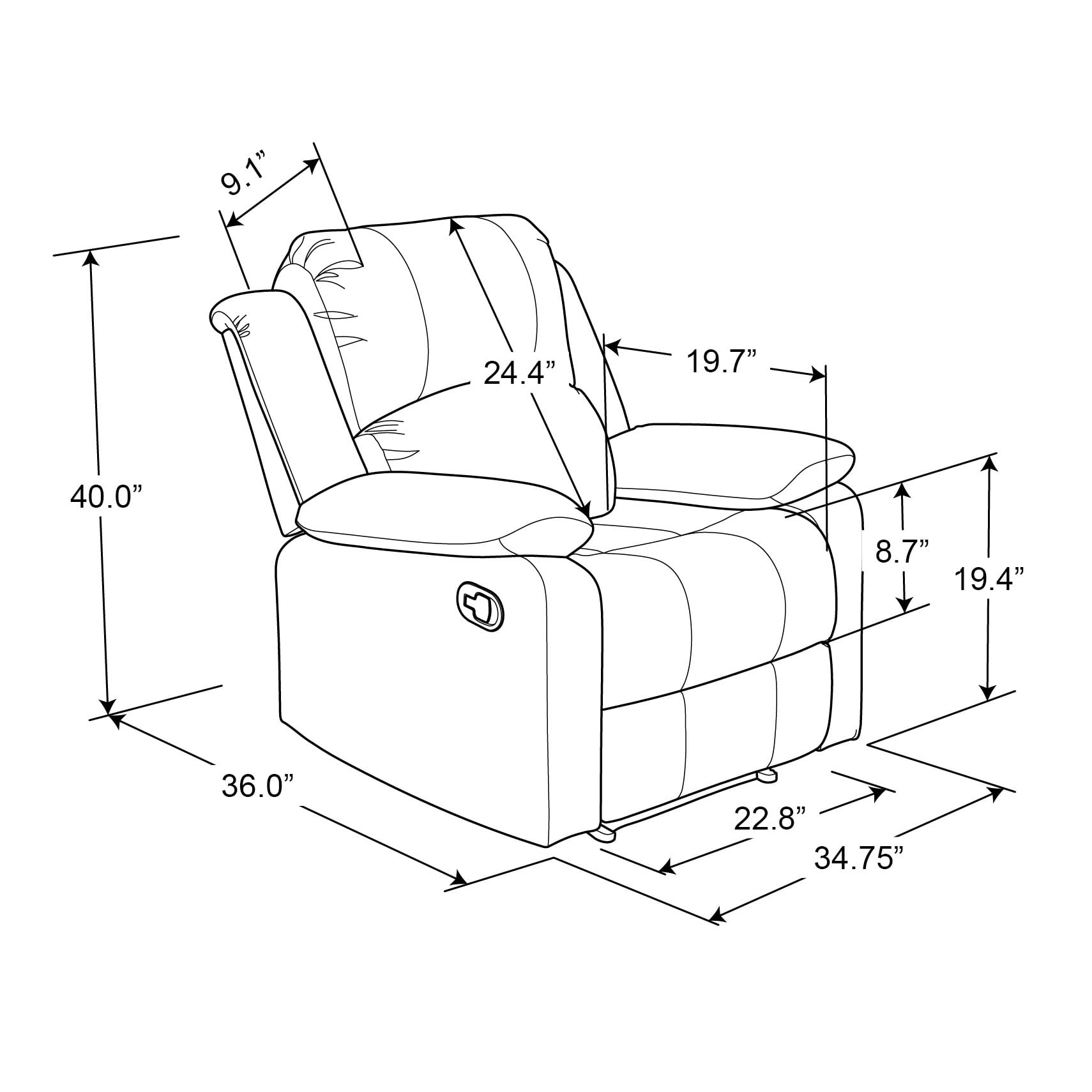 Relax-a-Lounger Reynolds Manual Standard Recliner. Brown Faux Suede