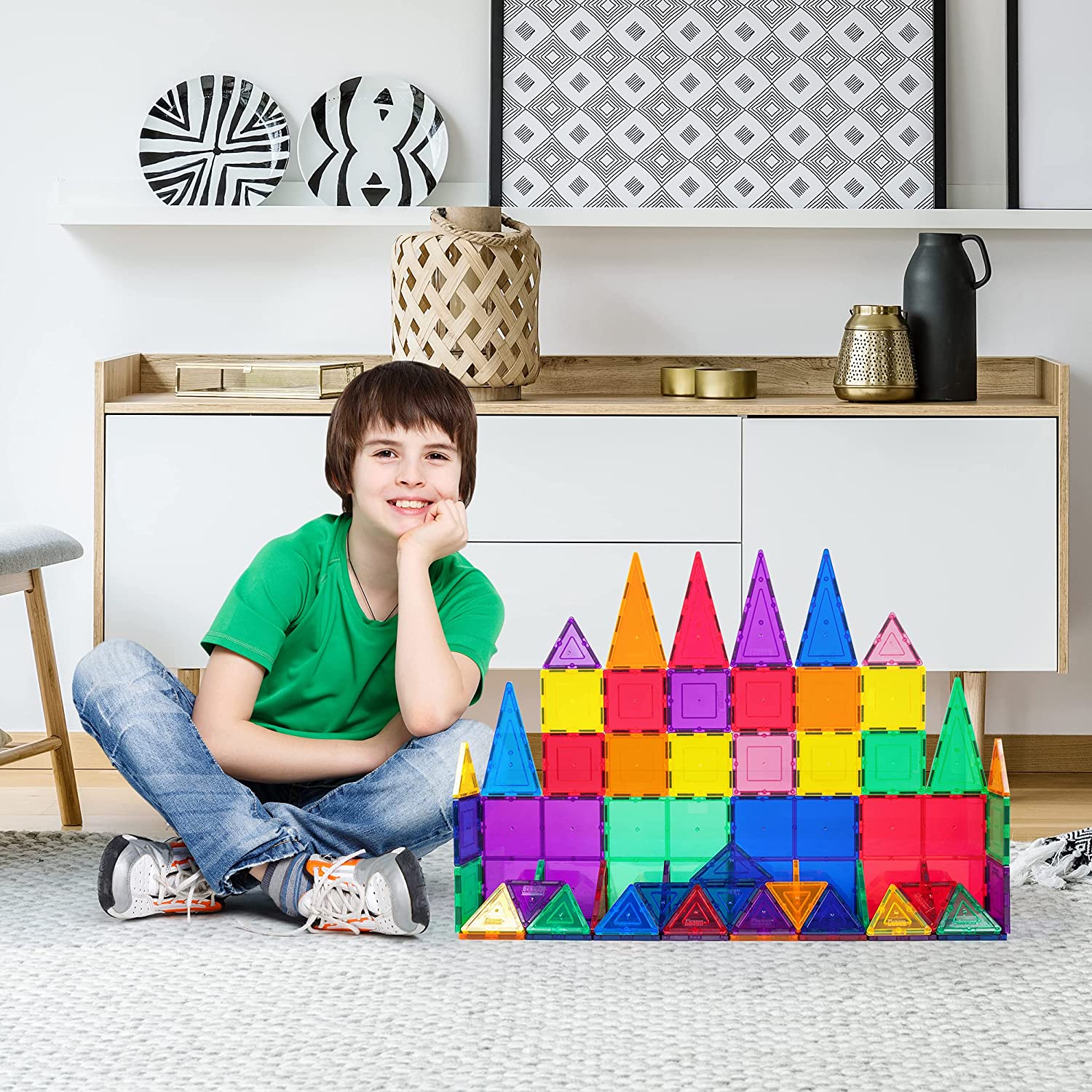 PicassoTiles 60 Piece Set 60pcs Magnet Building Tiles