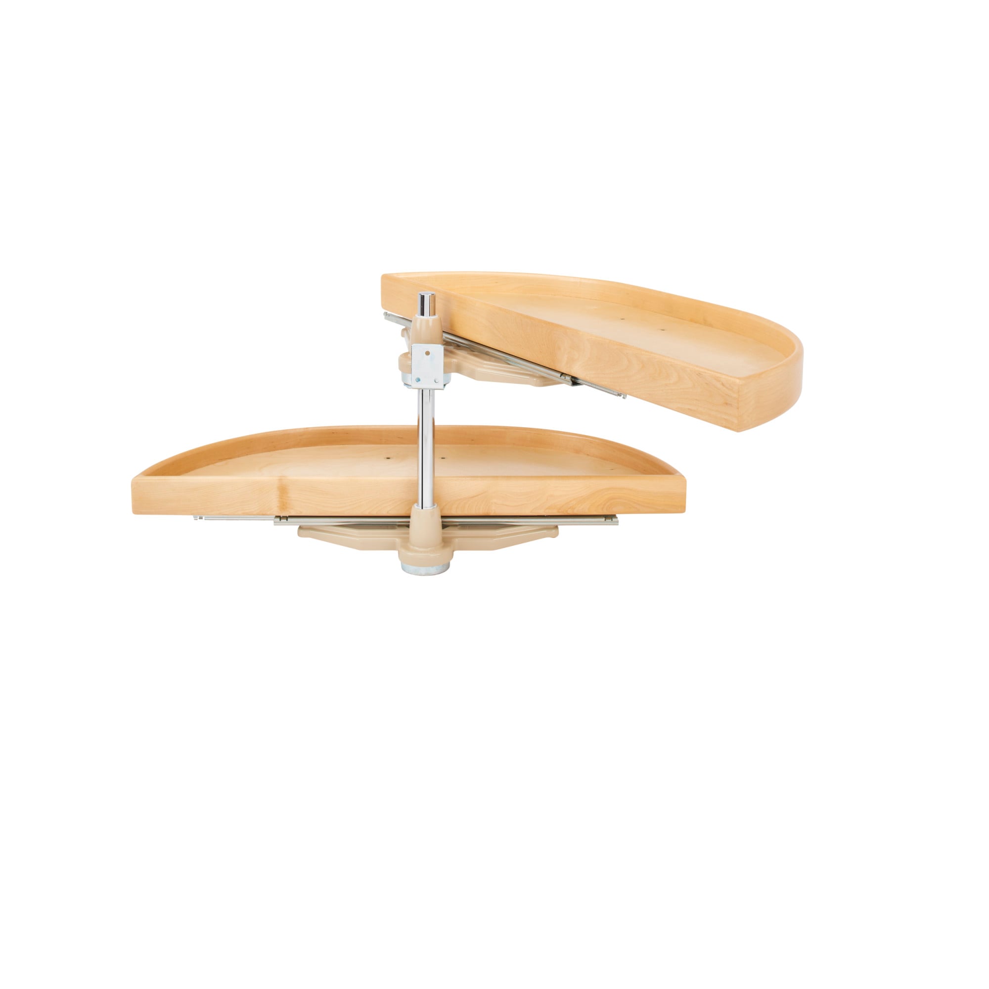 Rev-A-Shelf 2-Tier Natural Maple Wood Adjustable Height Half Moon Cabinet Lazy Susan