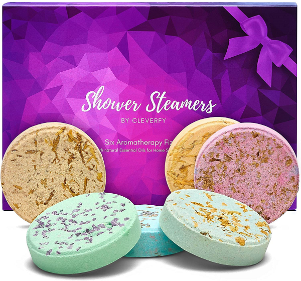 Cleverfy Aromatherapy Shower Steamers - Variety Pack of 6 Shower Bombs