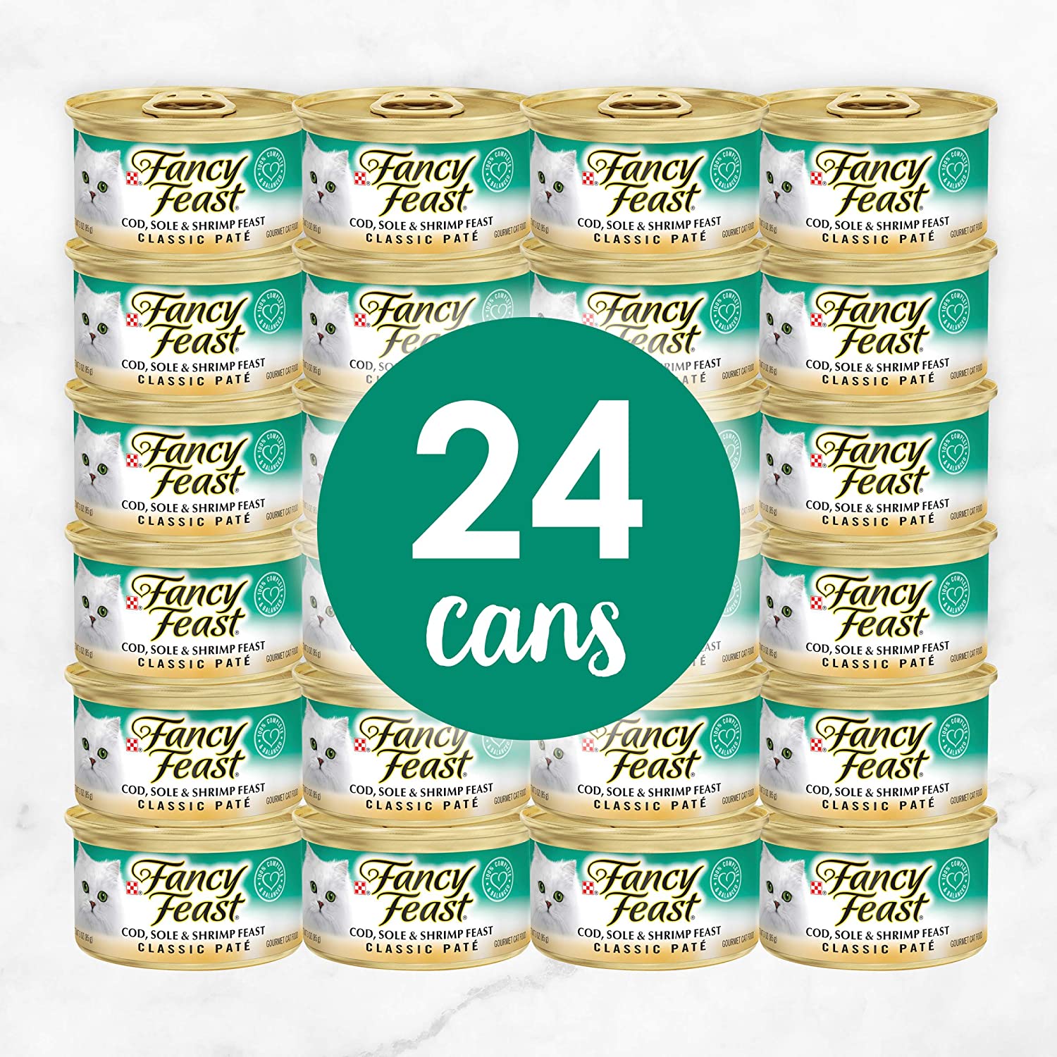 Purina Fancy Feast Grain Free Pate Wet Cat Food. Classic Pate Cod. Sole & Shrimp Feast - (24) 3 oz. Cans