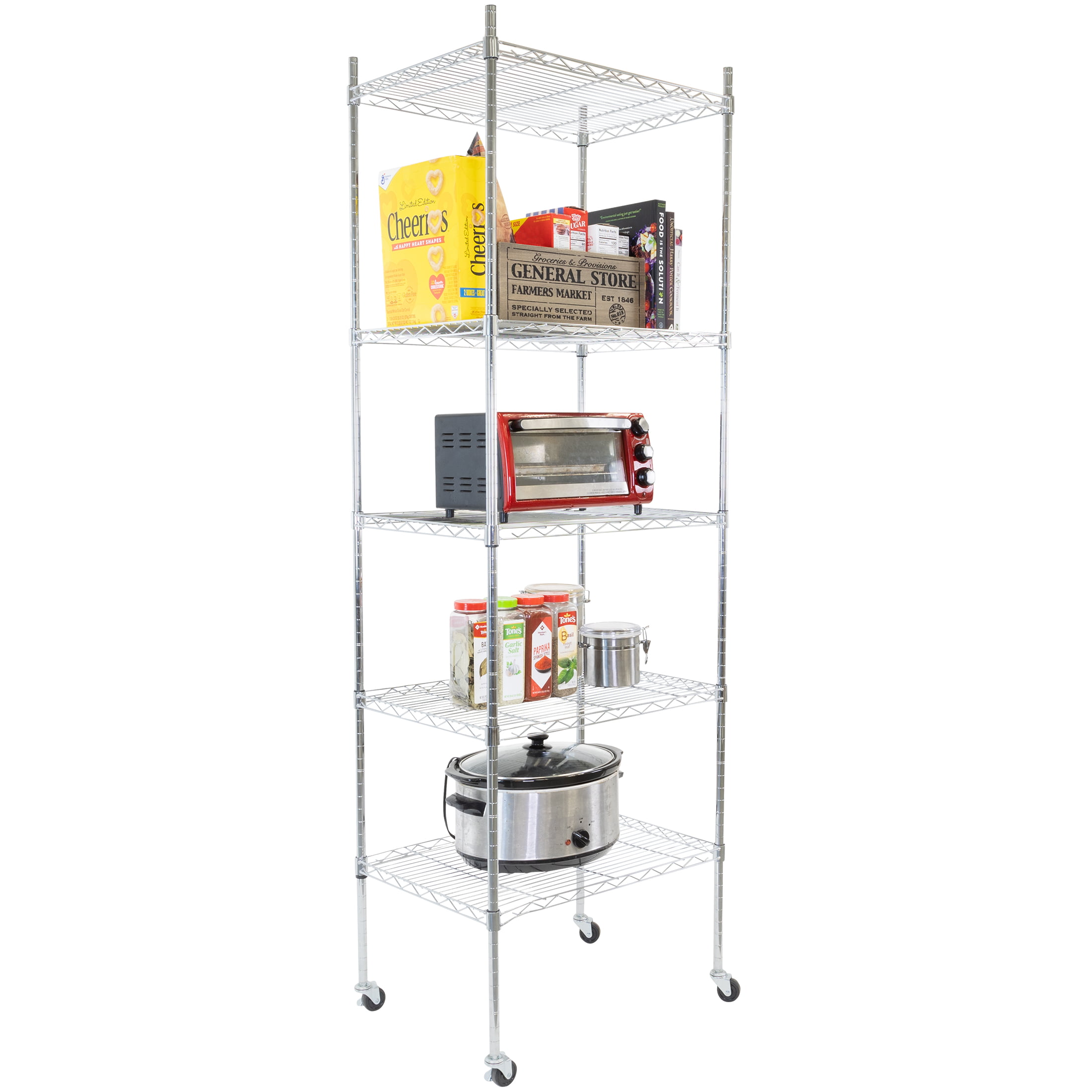 Mount-it! 24″W x 18″D x 74.5″H 5-Shelf Garage Shelves. Stainless Steel