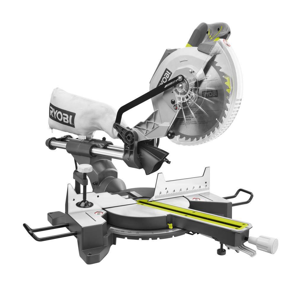 RYOBI 1003853453 15 Amp 10 in. Corded Sliding Compound Miter Saw with LED Cutline Indicator