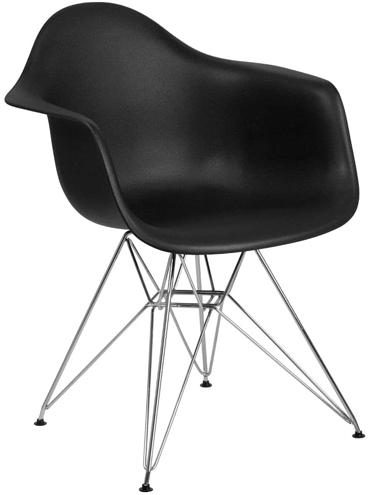 Flash Furniture ‎FH-132-CPP1-BK-GG Alonza Series Black Plastic Chair with Chrome Base