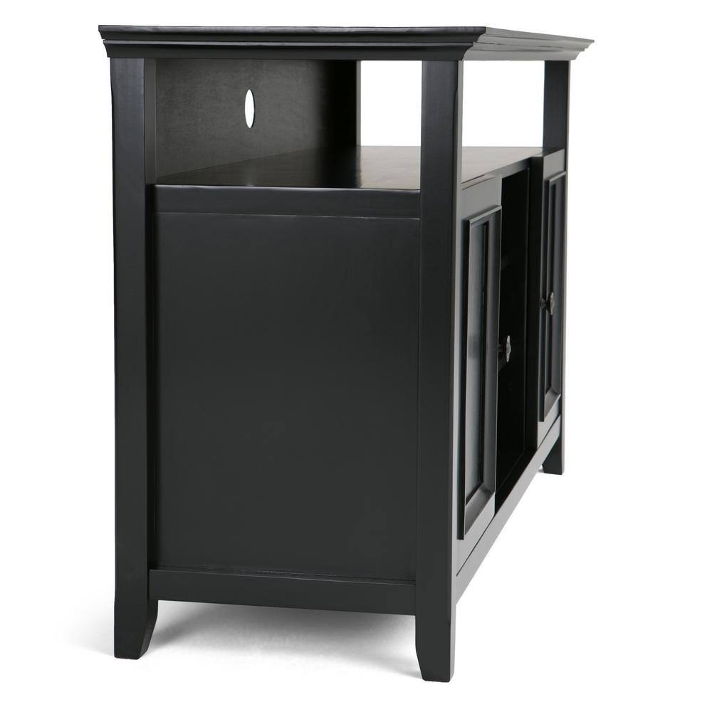 Simpli Home  Amherst Solid Wood 54 in. Wide Transitional TV Media Stand in Black for TVs Upto 60 in.
