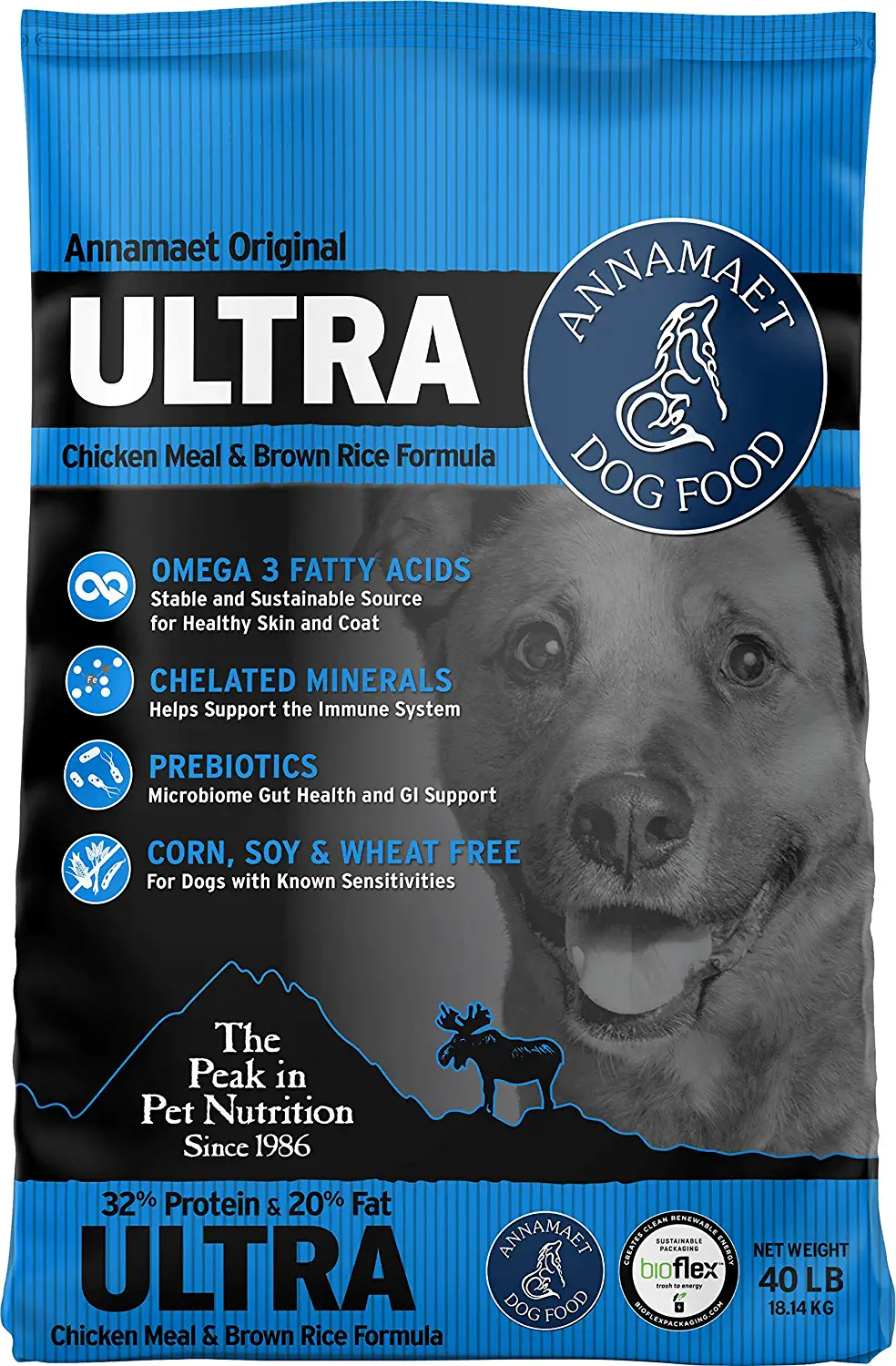 Annamaet Original Ultra Formula Dry Dog Food 32% Protein (Chicken & Brown Rice) 40-lb bag