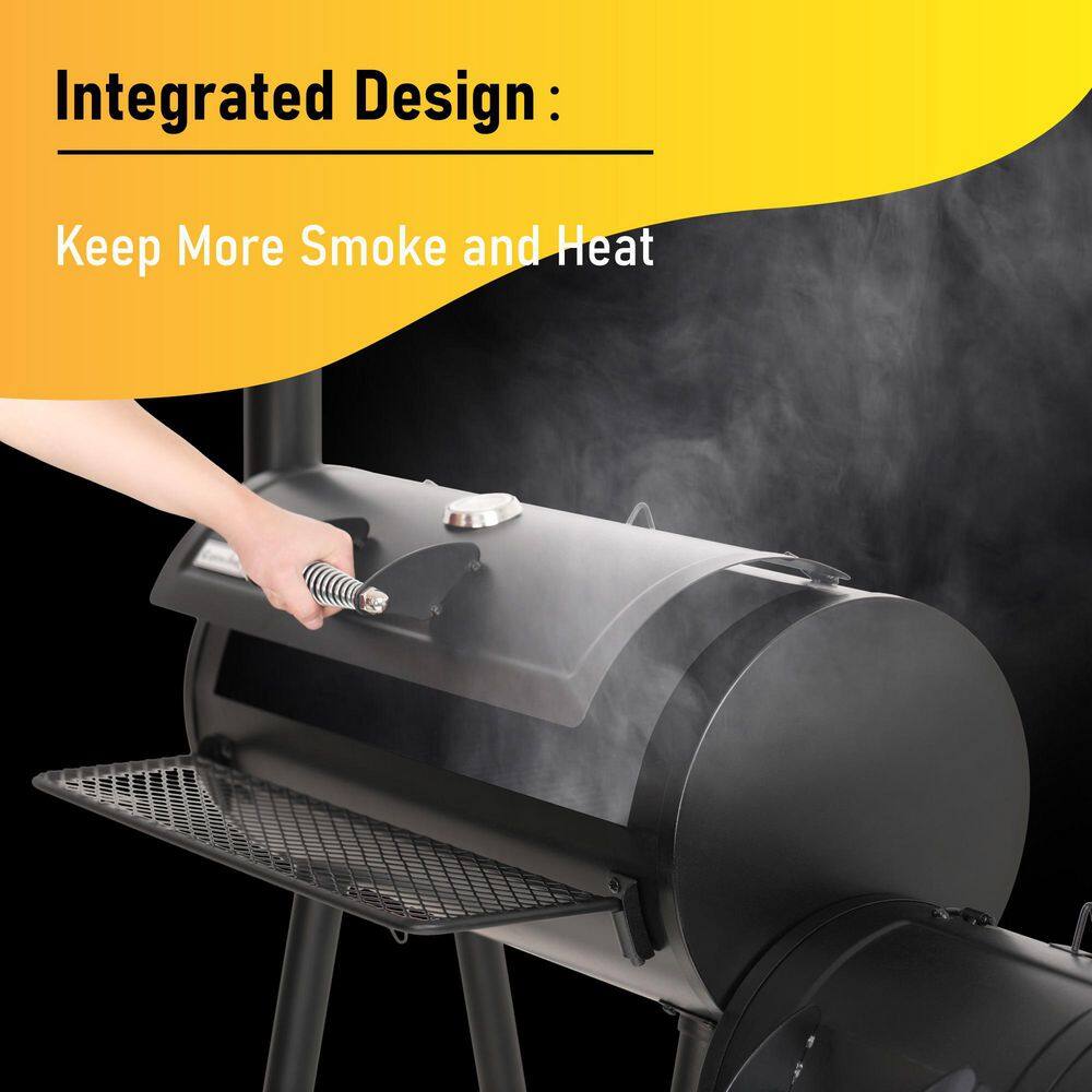 PHI VILLA THD-E02GR006-2 Offset Charcoal Smoker and Grill in Black