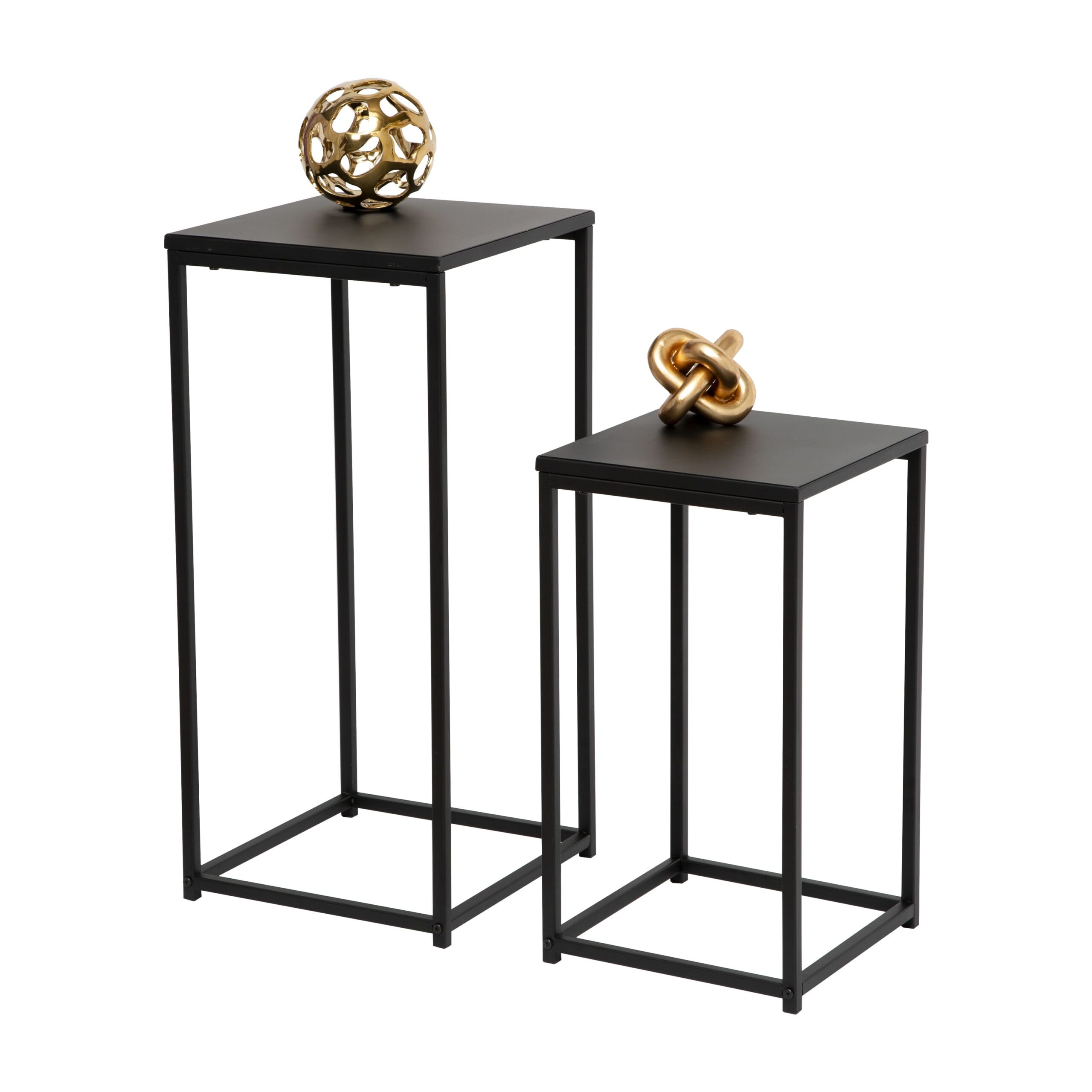 Honey Can Do Square Black Side Tables Set