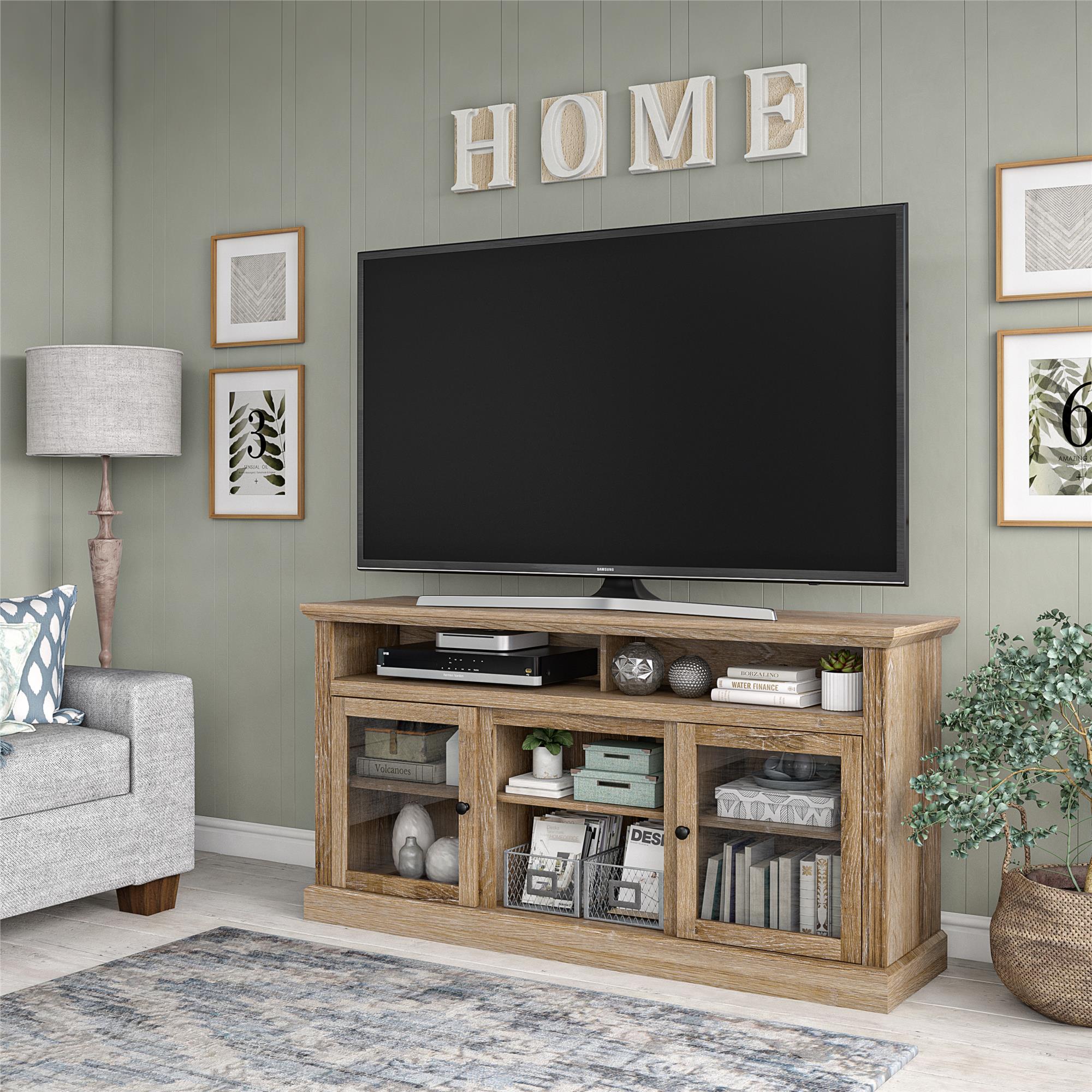 Ameriwood Home Chicago TV Stand for TVs up to 65″. Natural