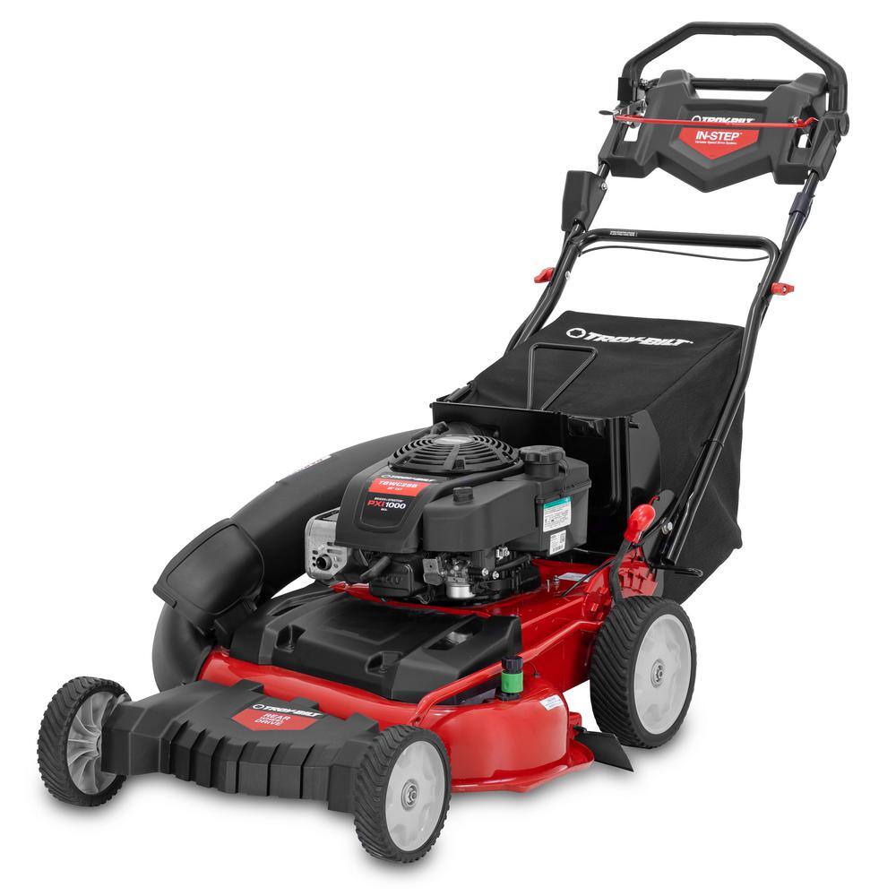 Troy-Bilt TBWC 28B 28 in. 223cc Gas Walk Behind Self Propelled Lawn Mower with High Rear Wheels. 3-in-1 Cutting TriAction Cutting System