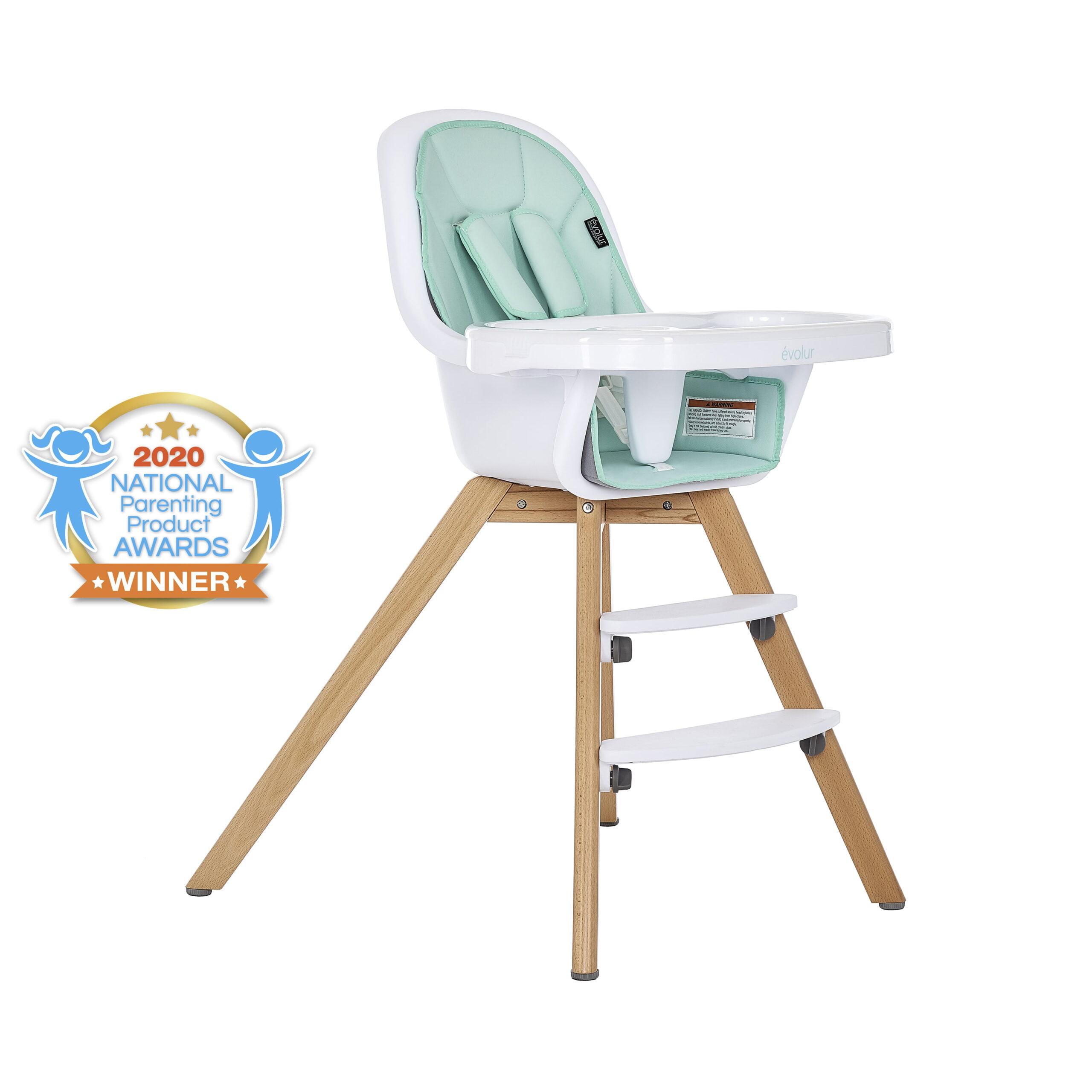 Evolur Zoodle 3-in-1 High Chair Booster Feeding Chair with Modern Design. Mint (Model #254)