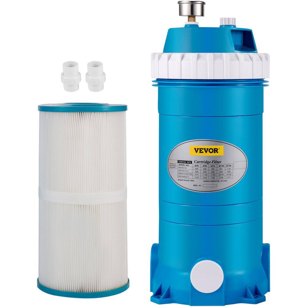 VEVOR YCGLQZQXBLX50Q7UIV0 Inground Pool Filter 8.8 in. Dia Above Ground Swimming Pool Cartridge Filter System 50 sq. ft. Pool Cartridge Filter