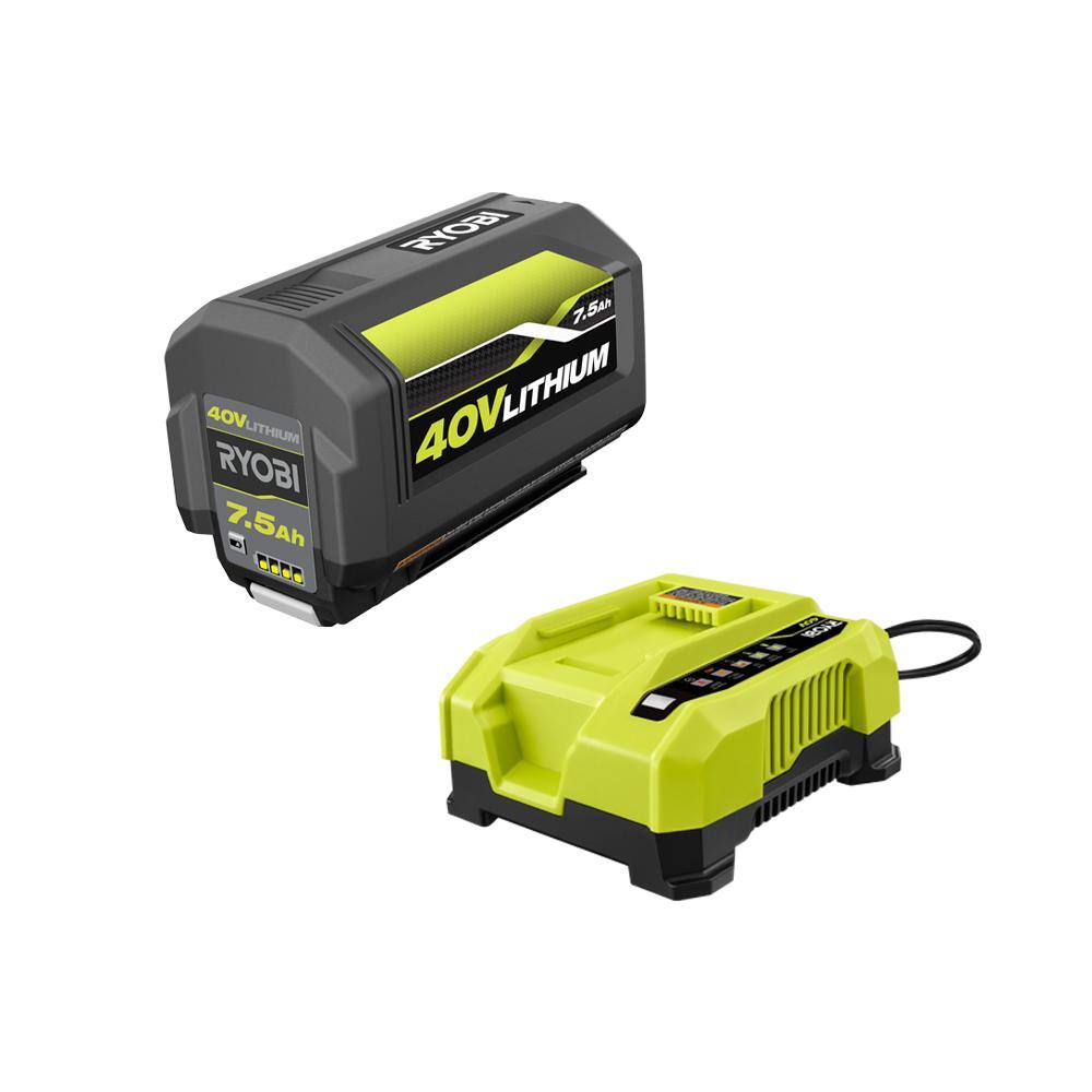 RYOBI OP40753-06VNM 40-Volt Lithium-Ion High Capacity 7.5 Ah Battery and Rapid Charger