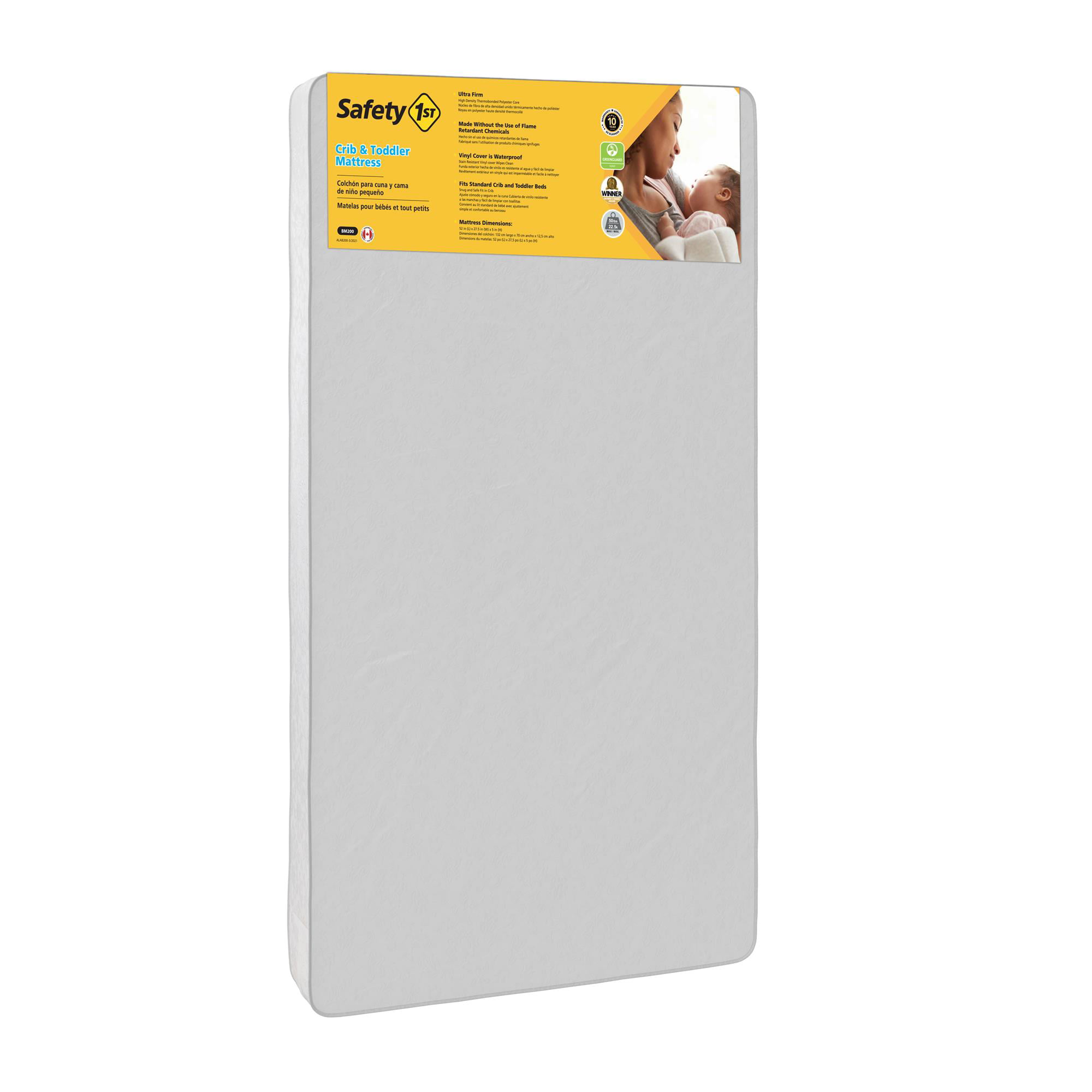 Safety 1st Sweet Dreams 5″ Firm Crib & Toddler Mattress. Thermo-Bonded Core. White