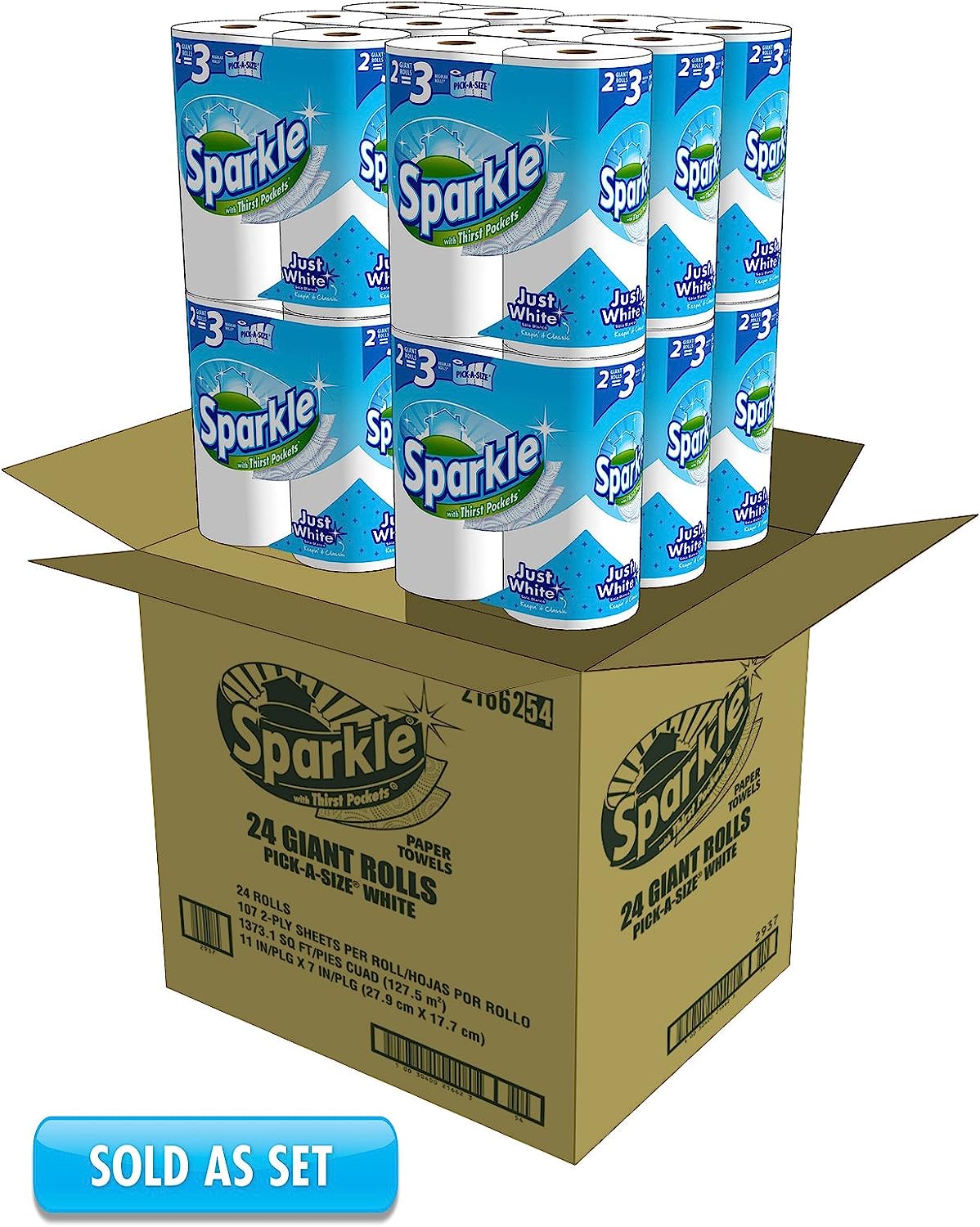 Sparkle Paper Towels. 24 Giant Rolls. Pick-A-Size. White