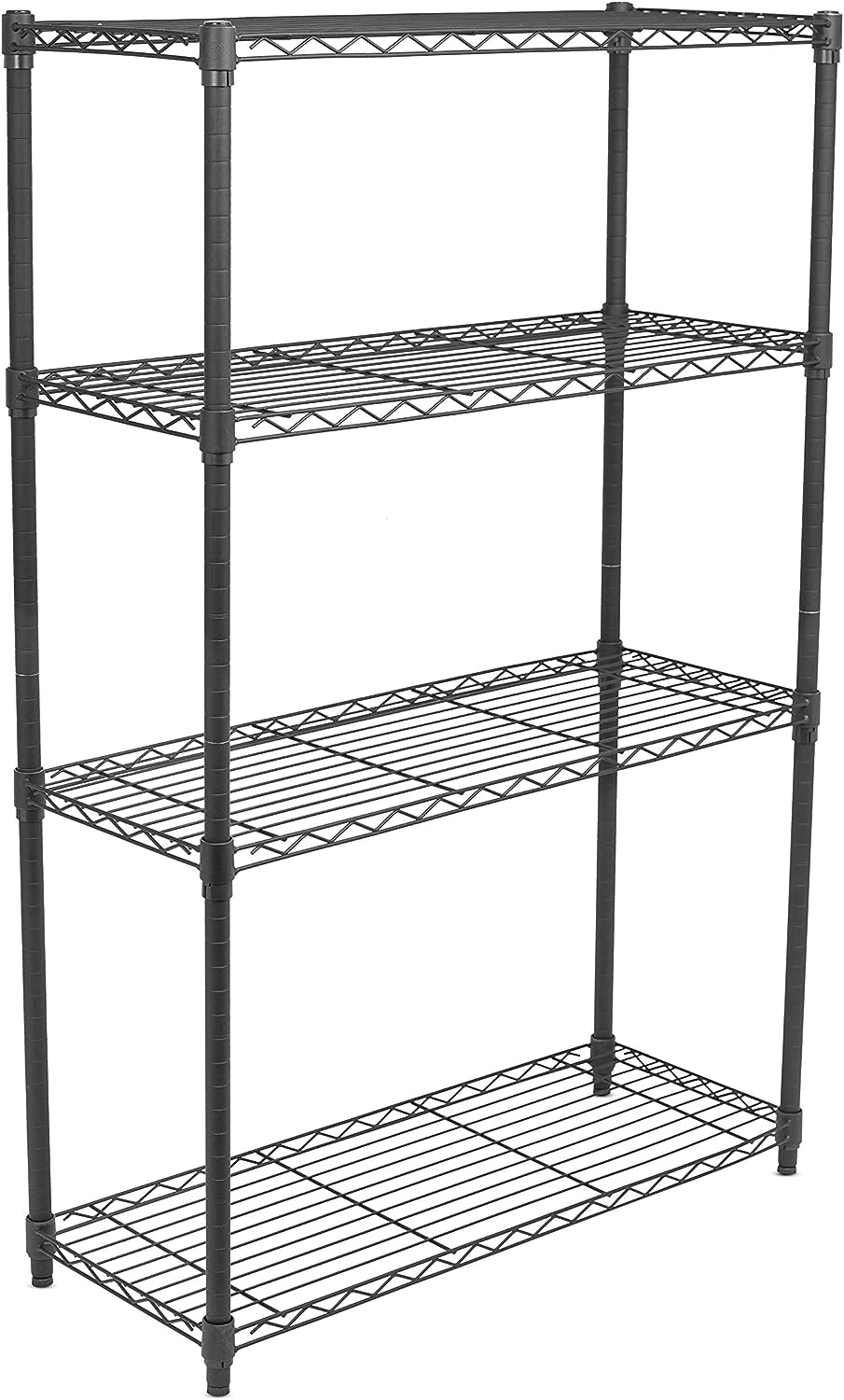 Internet-s Best 4-Tier Wire Shelving - Flat Black - Heavy Duty Shelf - Wide Adjustable Rack Unit - Kitchen Storage