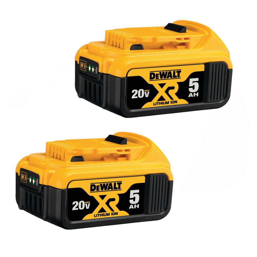 DEWALT DCB205-2 20V MAX XR Premium Lithium-Ion 5.0Ah Battery Pack (2 Pack)