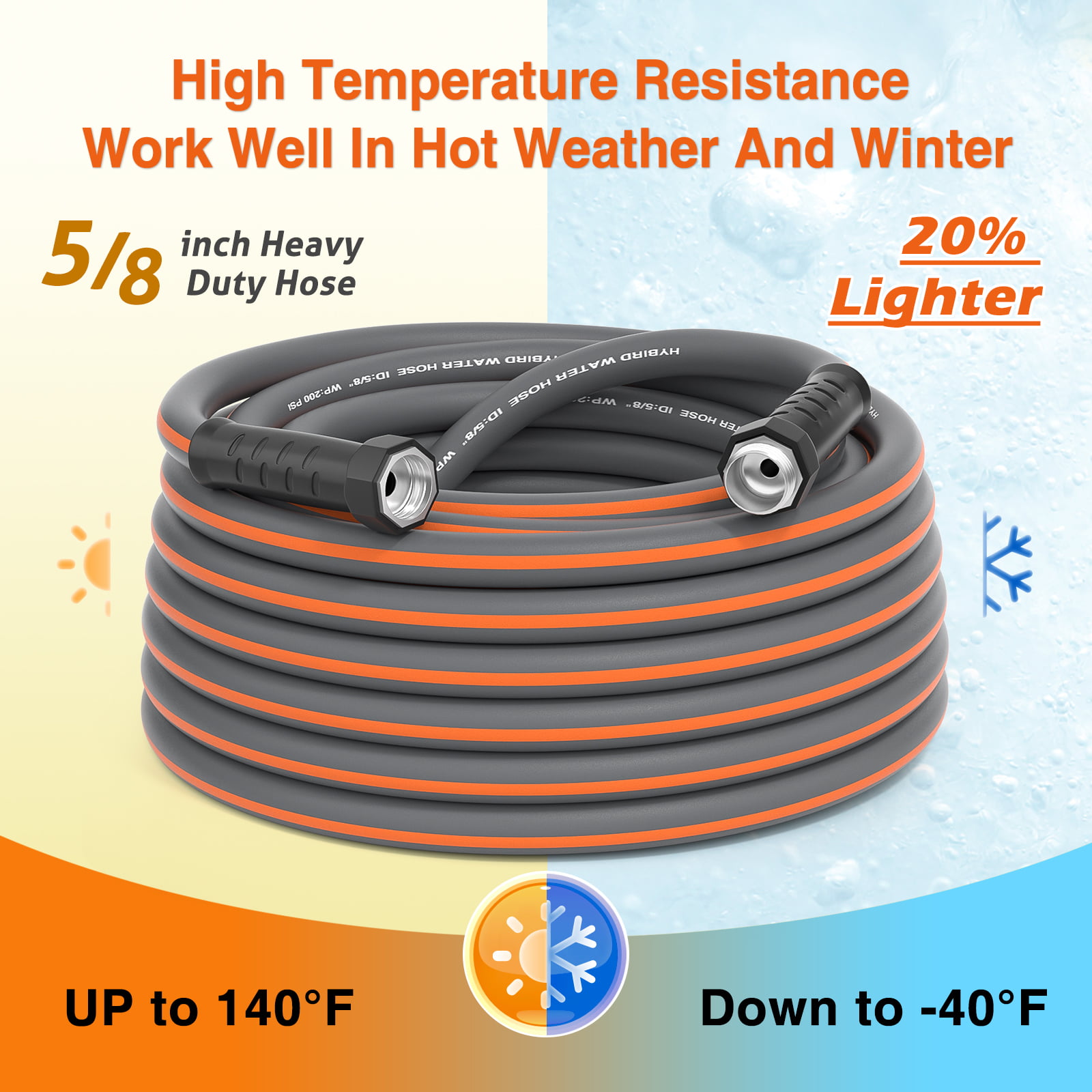 Gardguard Garden Hose 25ft x 5/8″ Heavy Duty. Lightweight Not for Drinking Water. Include Nozzle. Black & Red