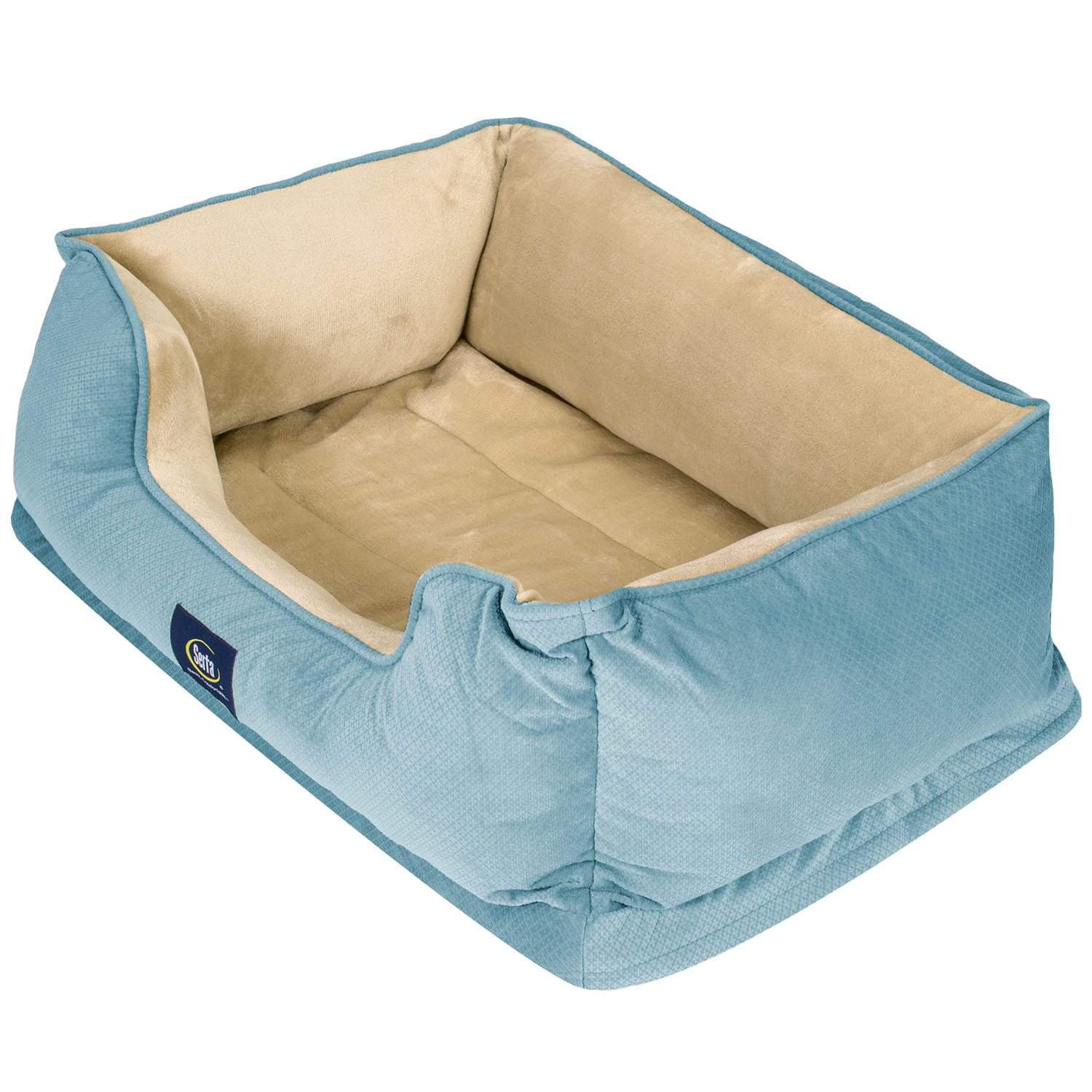 Serta Perfect Sleeper Orthopedic Cuddler Pet Bed. 34″ x 24″ ( Light Blue)