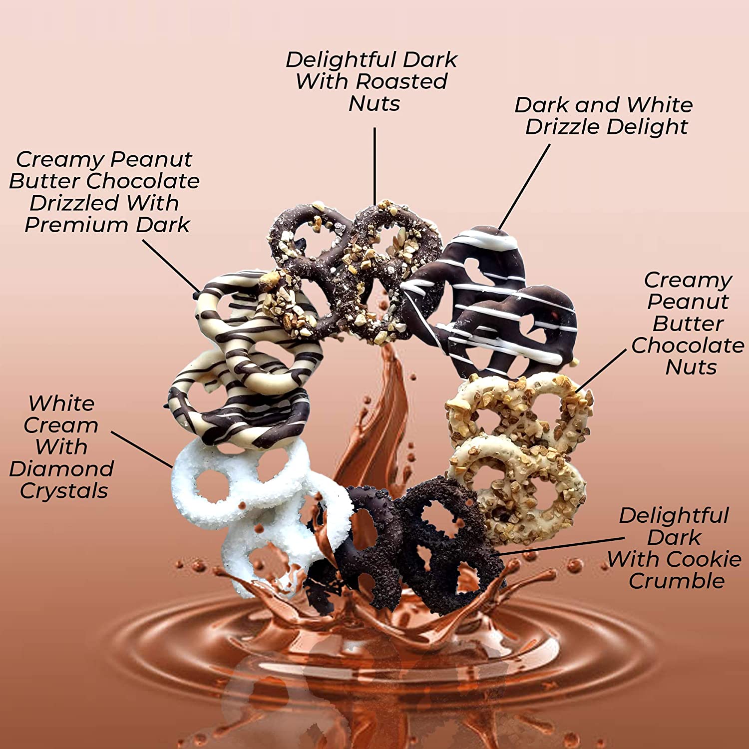 The Pretzel Plate Chocolate Covered Pretzels Gift Box- Vegan Gourmet Assorted Dark & White Chocolates Gift