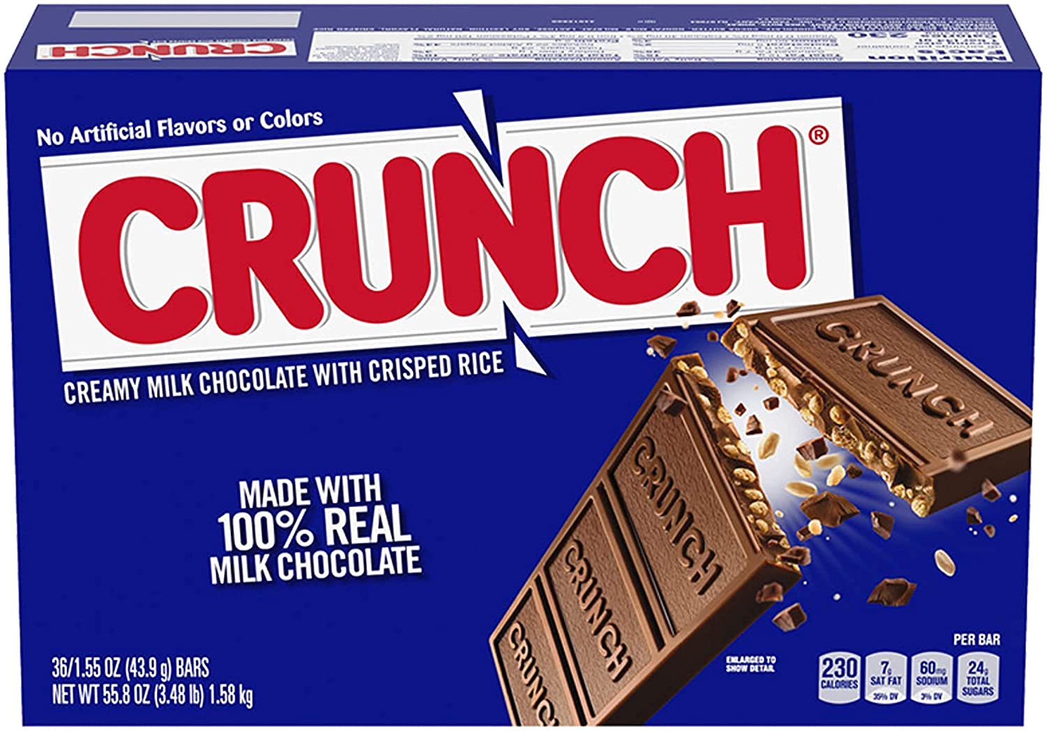 Crunch 100% Real Milk Chocolate Candy Bars. Full Size 1.55 oz (36 Count)