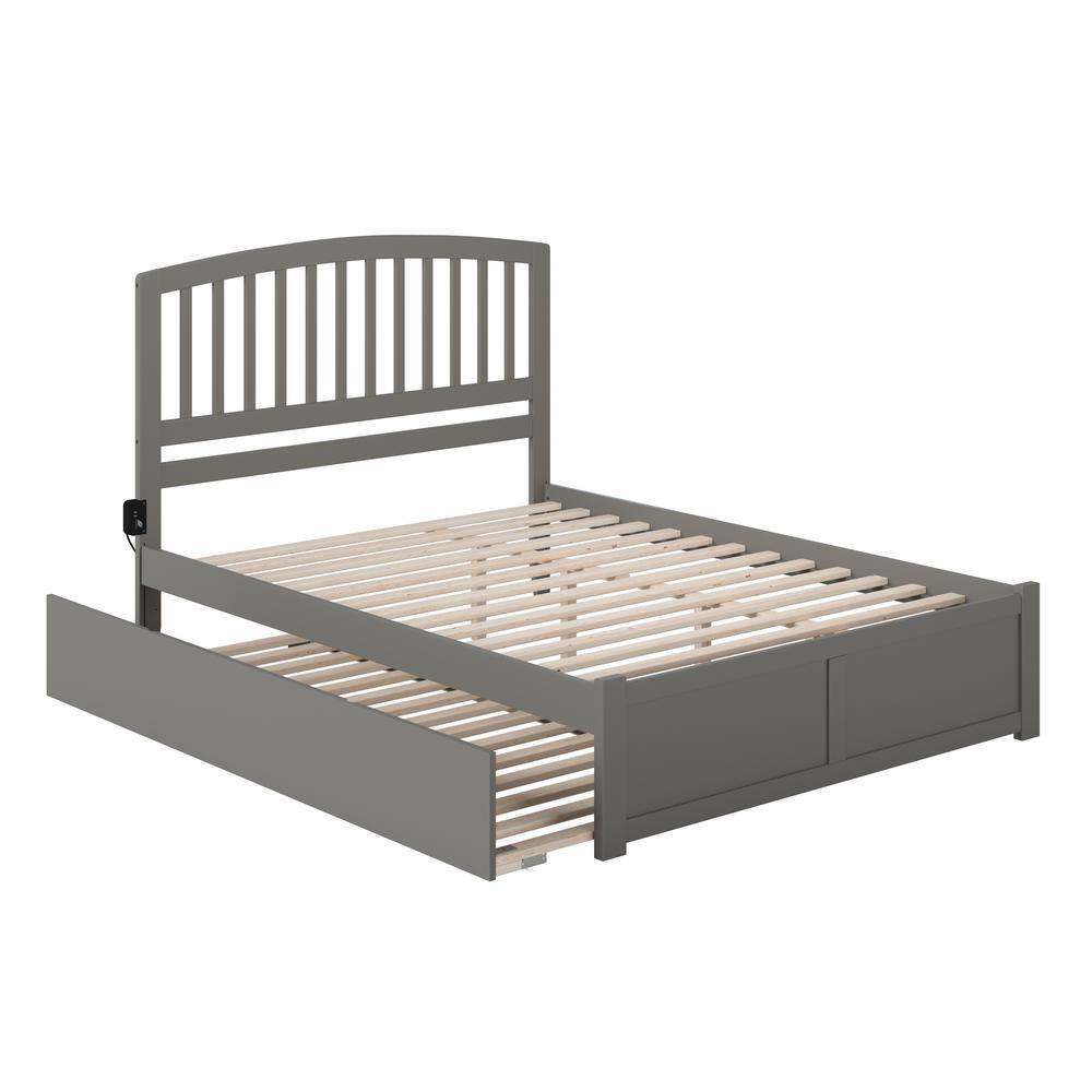 AFI  Richmond Grey Queen Platform Bed with Footboard and Twin XL Trundle