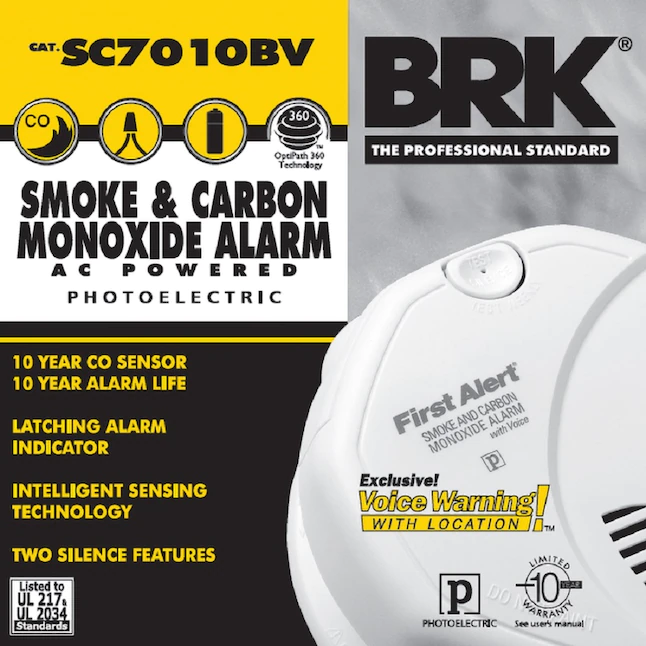 First Alert  Brk Hardwired Combination Smoke and Carbon Monoxide Detector with Voice Alert