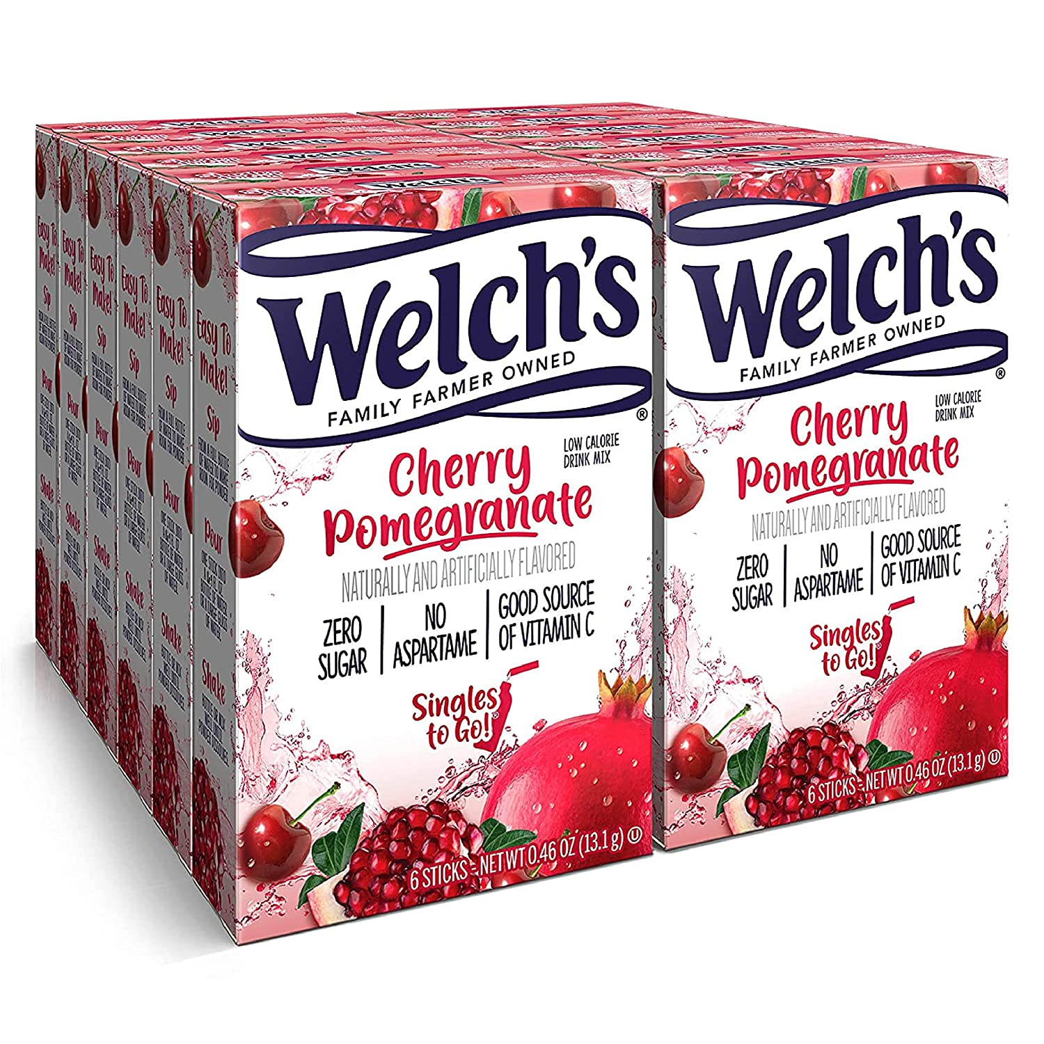 Welch-s Singles To Go Water Drink Mix - Powder Sticks. Cherry Promegranate. 0.46 Ounce (Pack of 12)