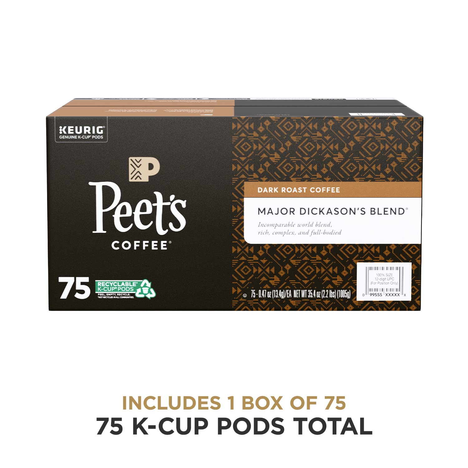 Peet-s Coffee. Dark Roast K-Cup Pods for Keurig Brewers - Major Dickason-s Blend 75 Count (1 Box of 75 K-Cup Pods)