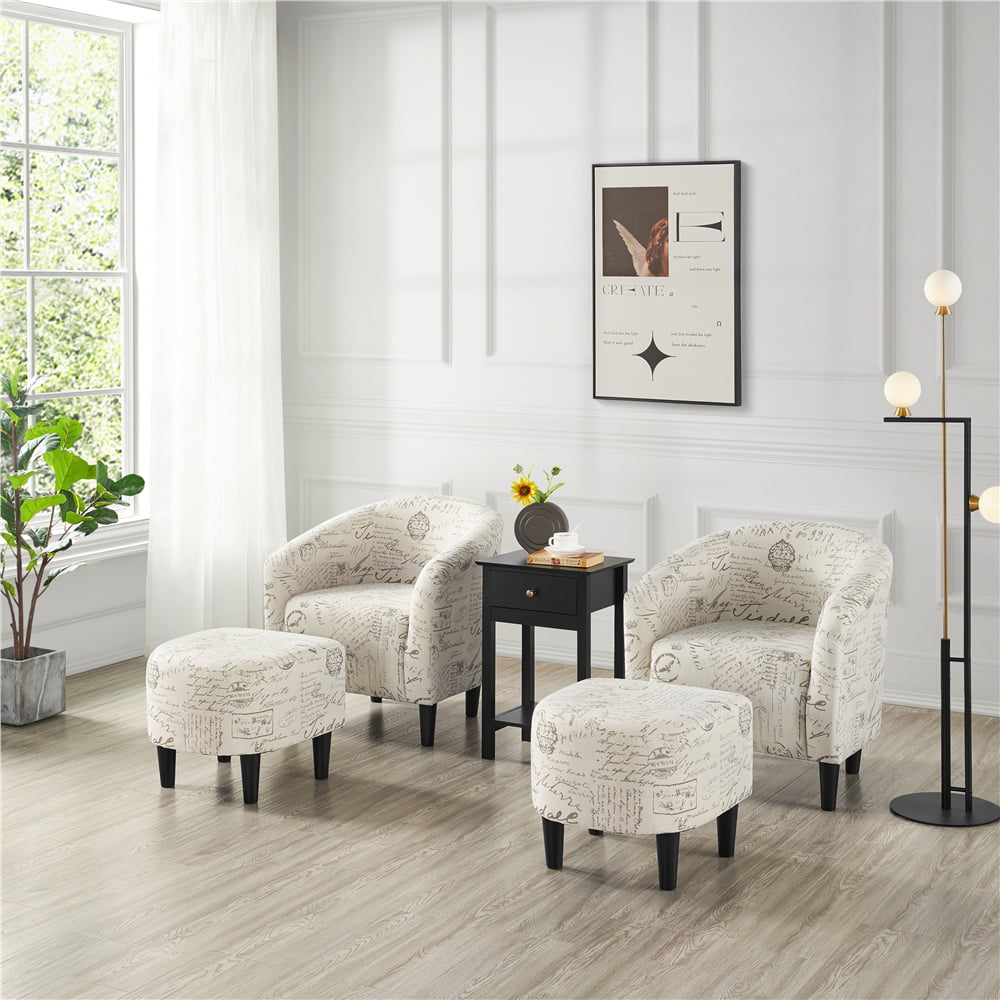 Easyfashion Chair & Ottoman Sets. Letter Print