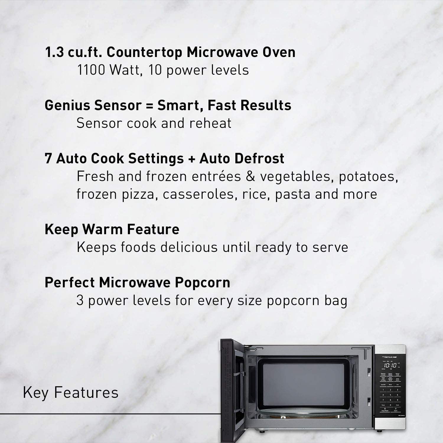 Panasonic NN-SU66LS Genius Sensor 1000W Countertop Microwave Oven. 1.3 cu ft. Stainless Steel