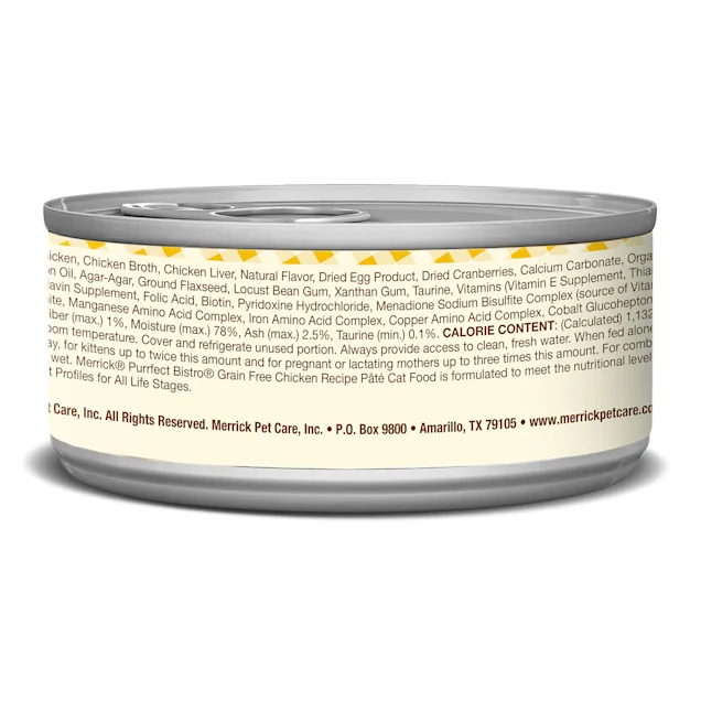 Merrick Purrfect Bistro Grain Free Chicken Recipe Pate Wet Cat Food. 5.5 oz.. Case of 24