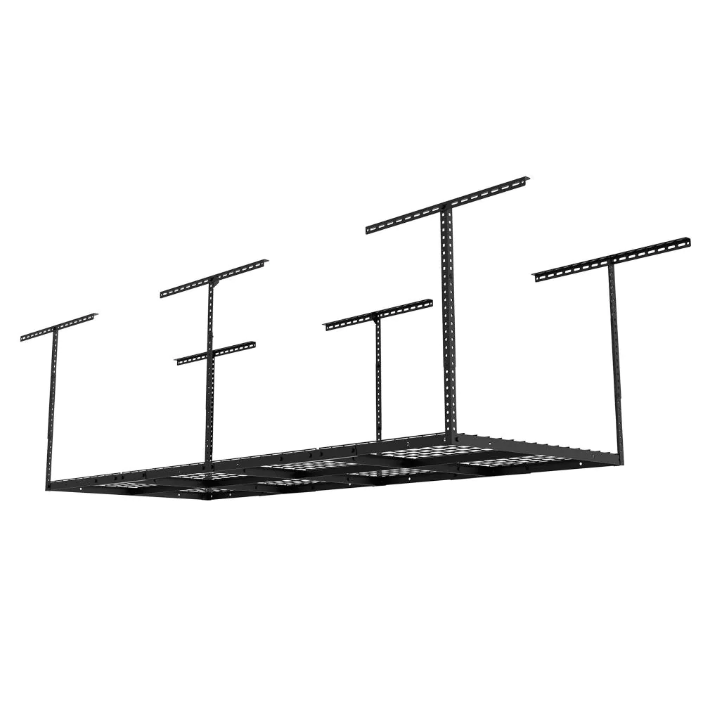 FLEXIMOUNTS GR38B-E Adjustable Height Overhead Ceiling Mount Garage Rack in Black (96 in. W x 36 in. D)