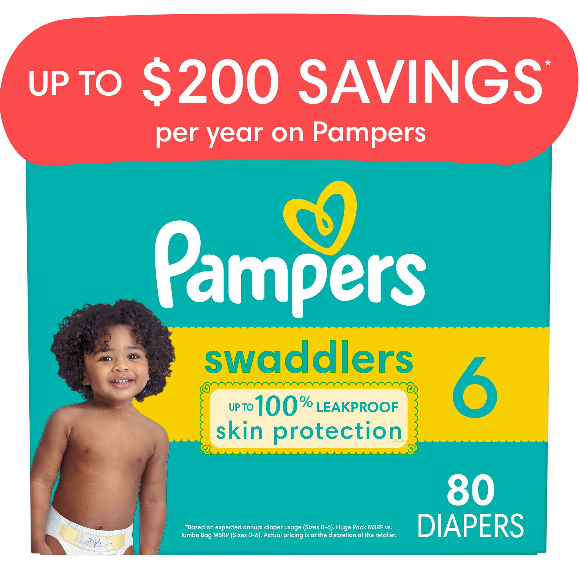 Pampers Swaddlers Active Baby Diaper. Size 6. 80 Count