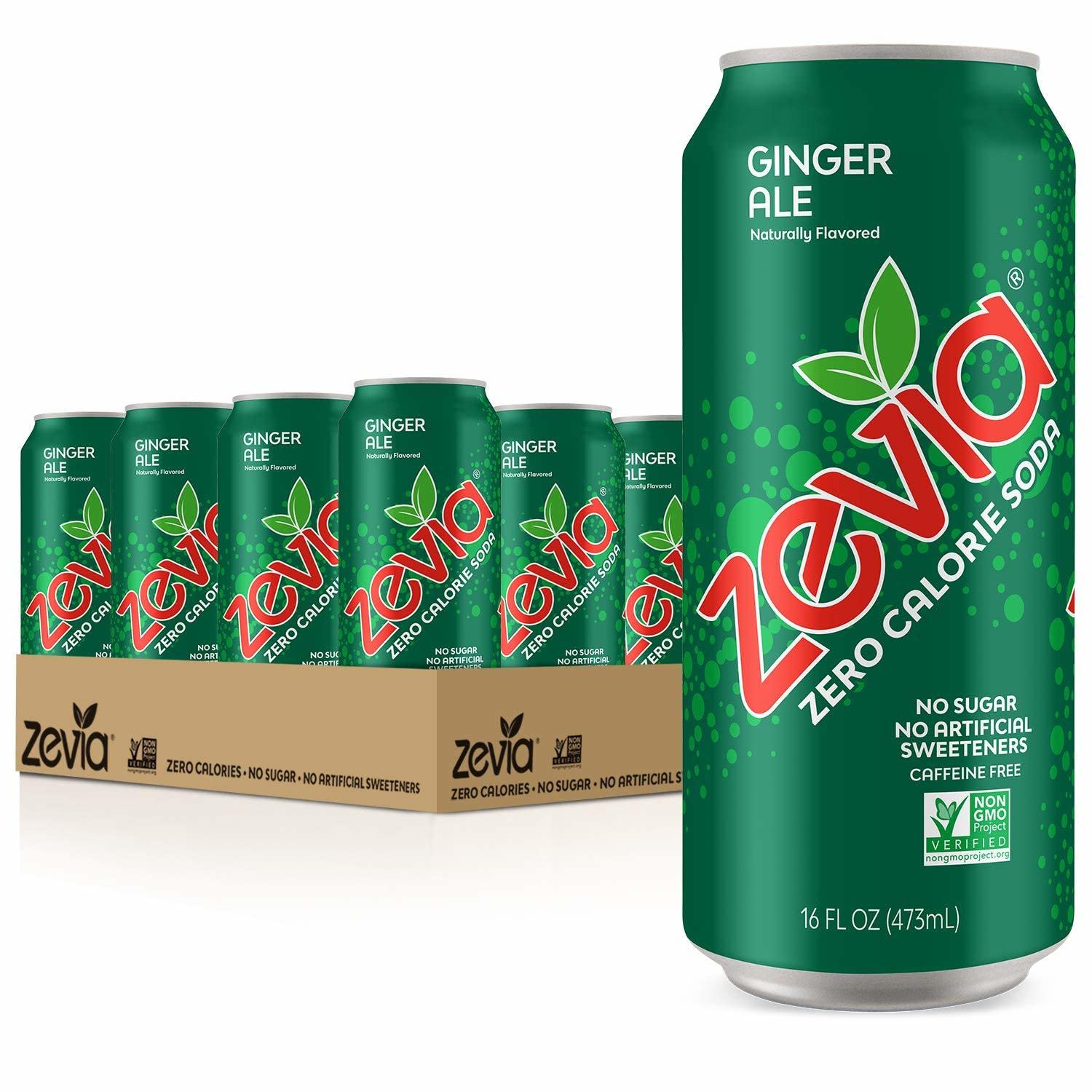 Zevia Zero Calorie Soda. Ginger Ale. 16 Ounce Cans (Pack of 12)