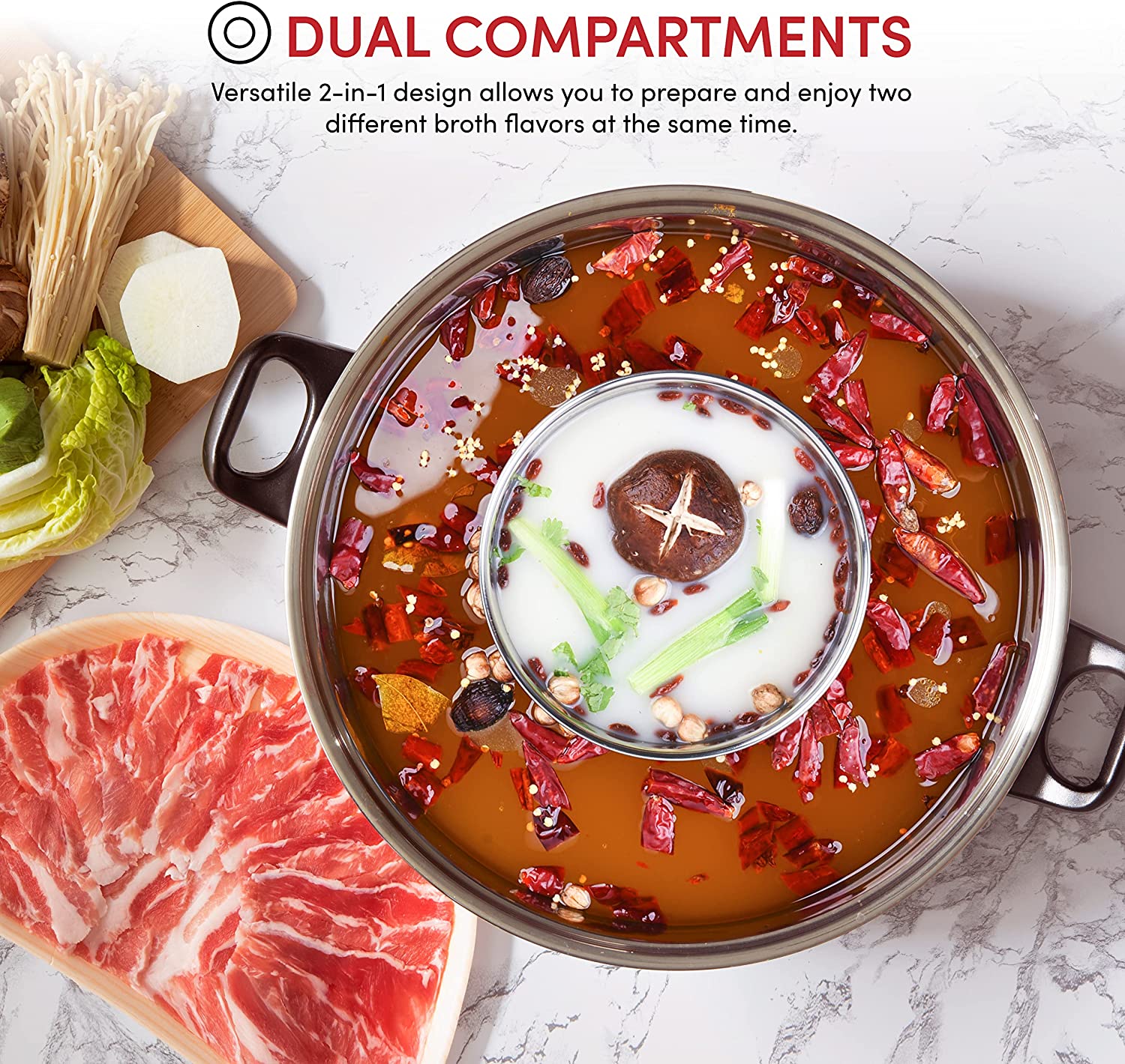 Aroma Stainless Steel Hot Pot. Silver (ASP-600). 5 quart