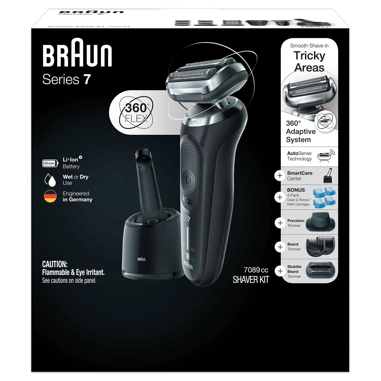 Braun Series 7 7089cc Electric Razor for Men with SmartCare Center. Refills. Precision. Beard and Stubble Trimmers